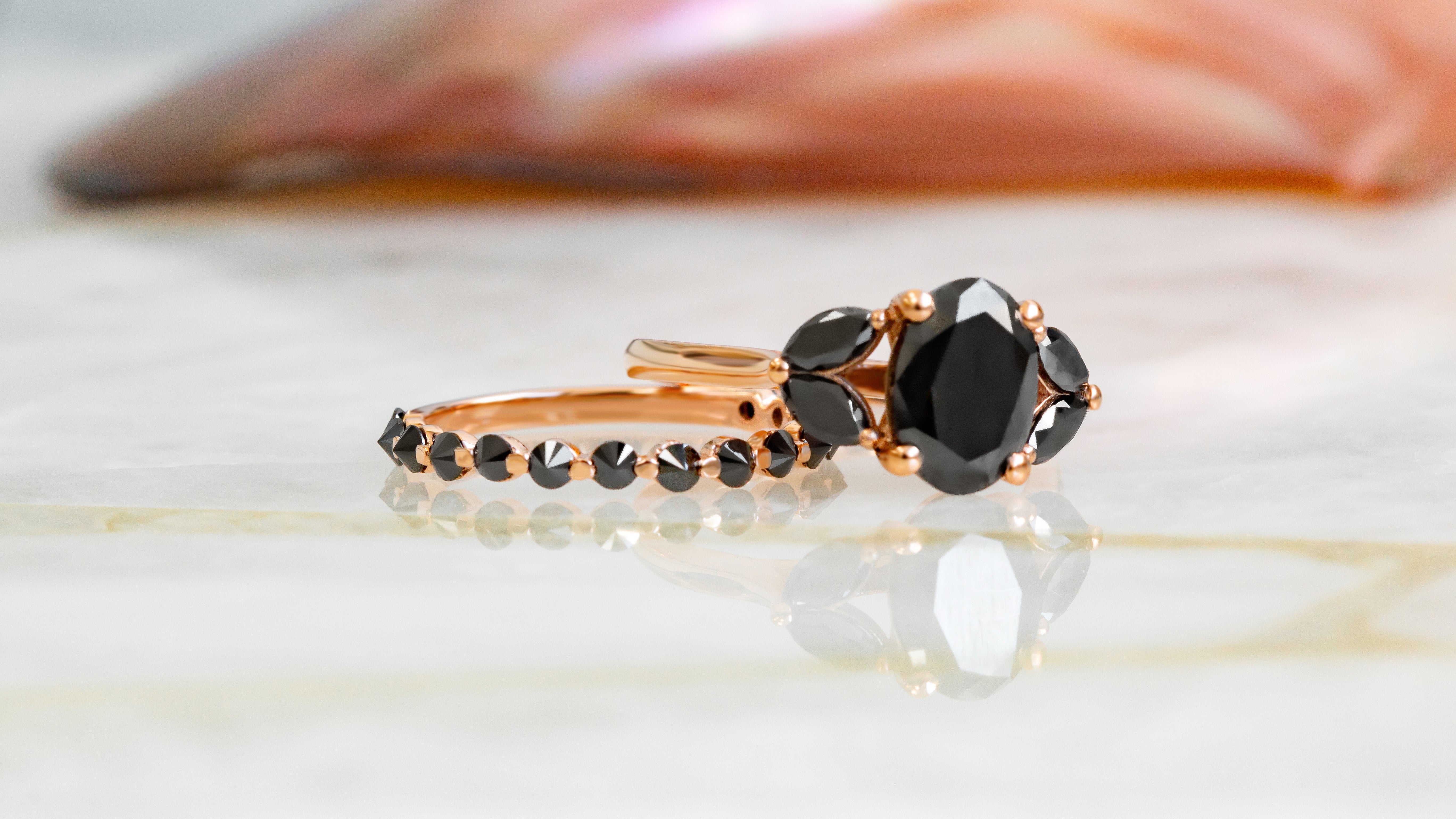 Black Ice- Oval Engagement Rings