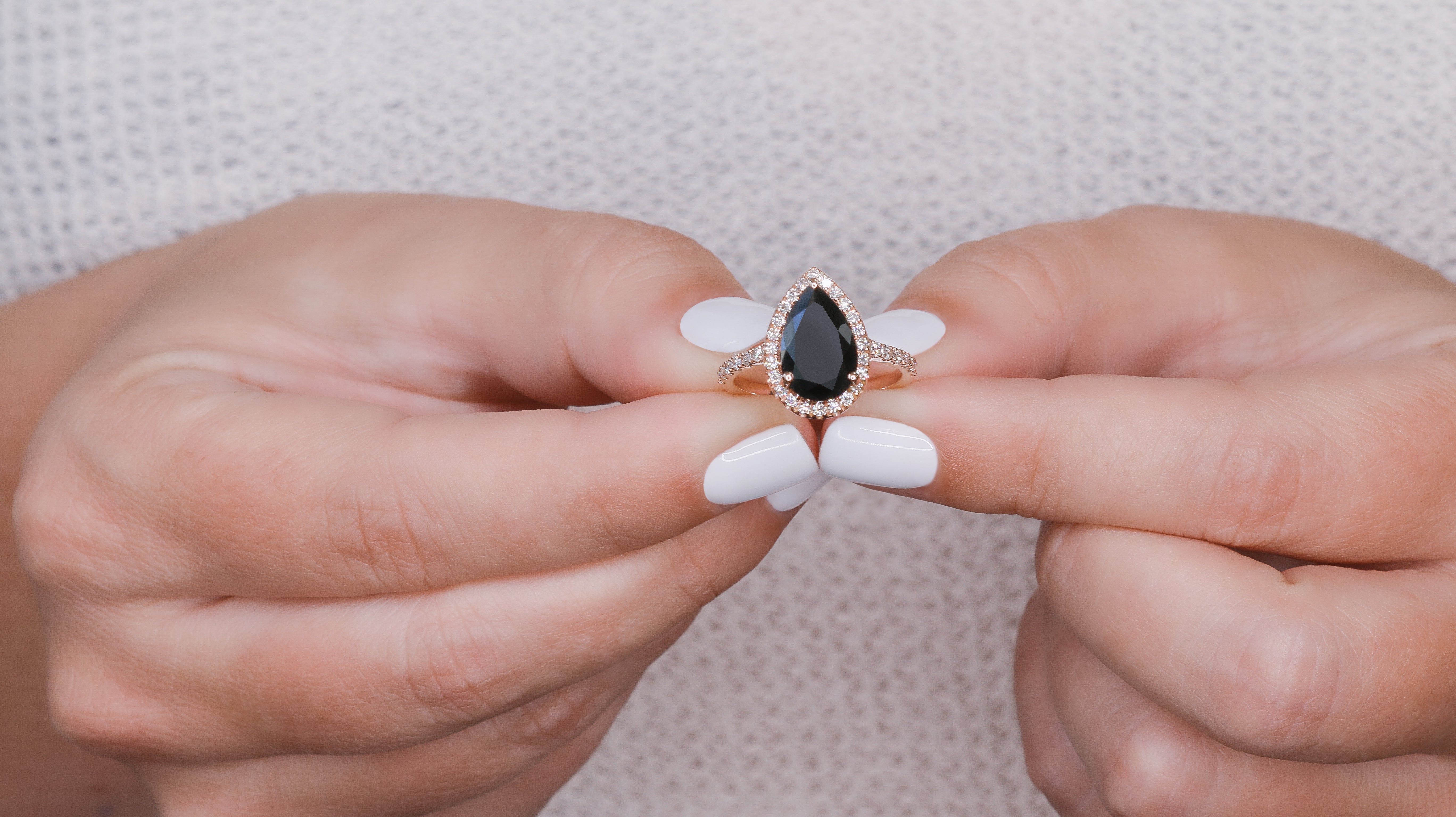 Black Ice- Pear Engagement Rings