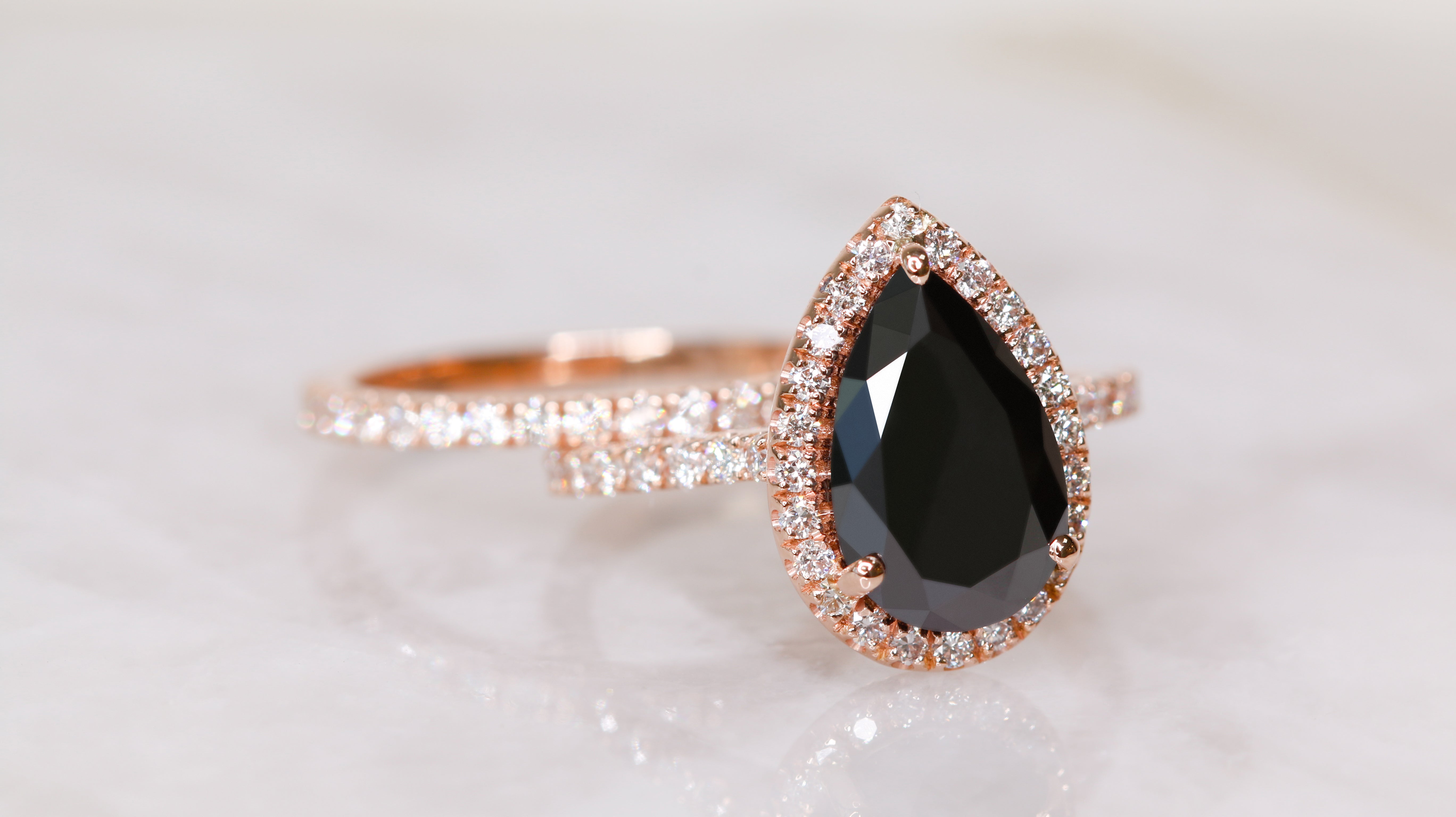 Black Ice-Rose Gold Engagement Rings