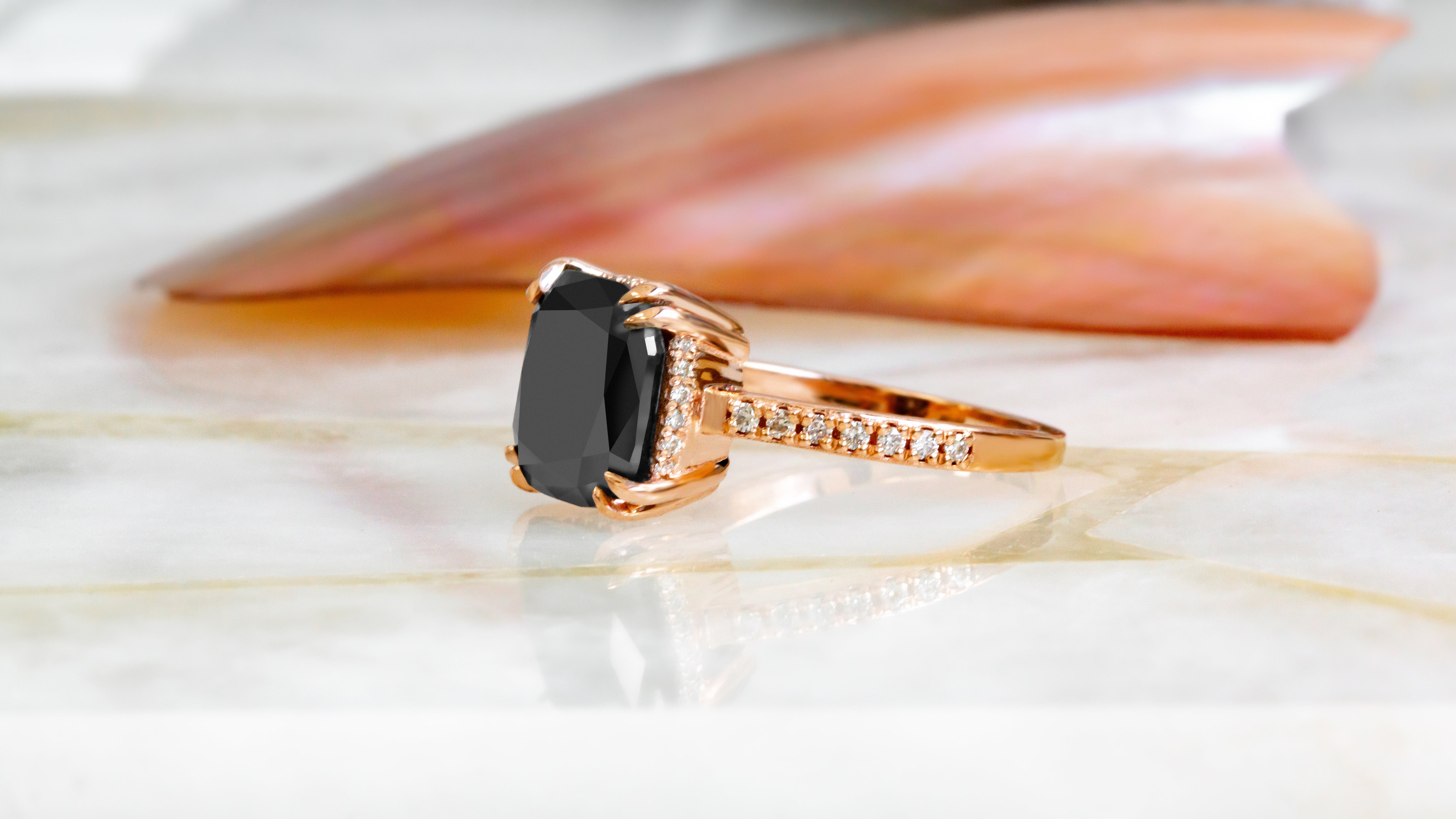 Black Ice- Cushion Engagement Rings