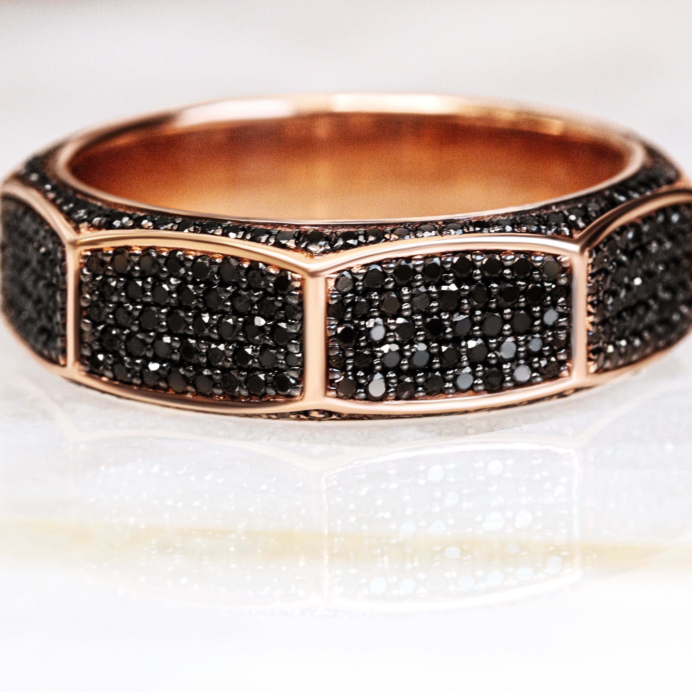 Pav'e Natural Black Diamond Men Ring