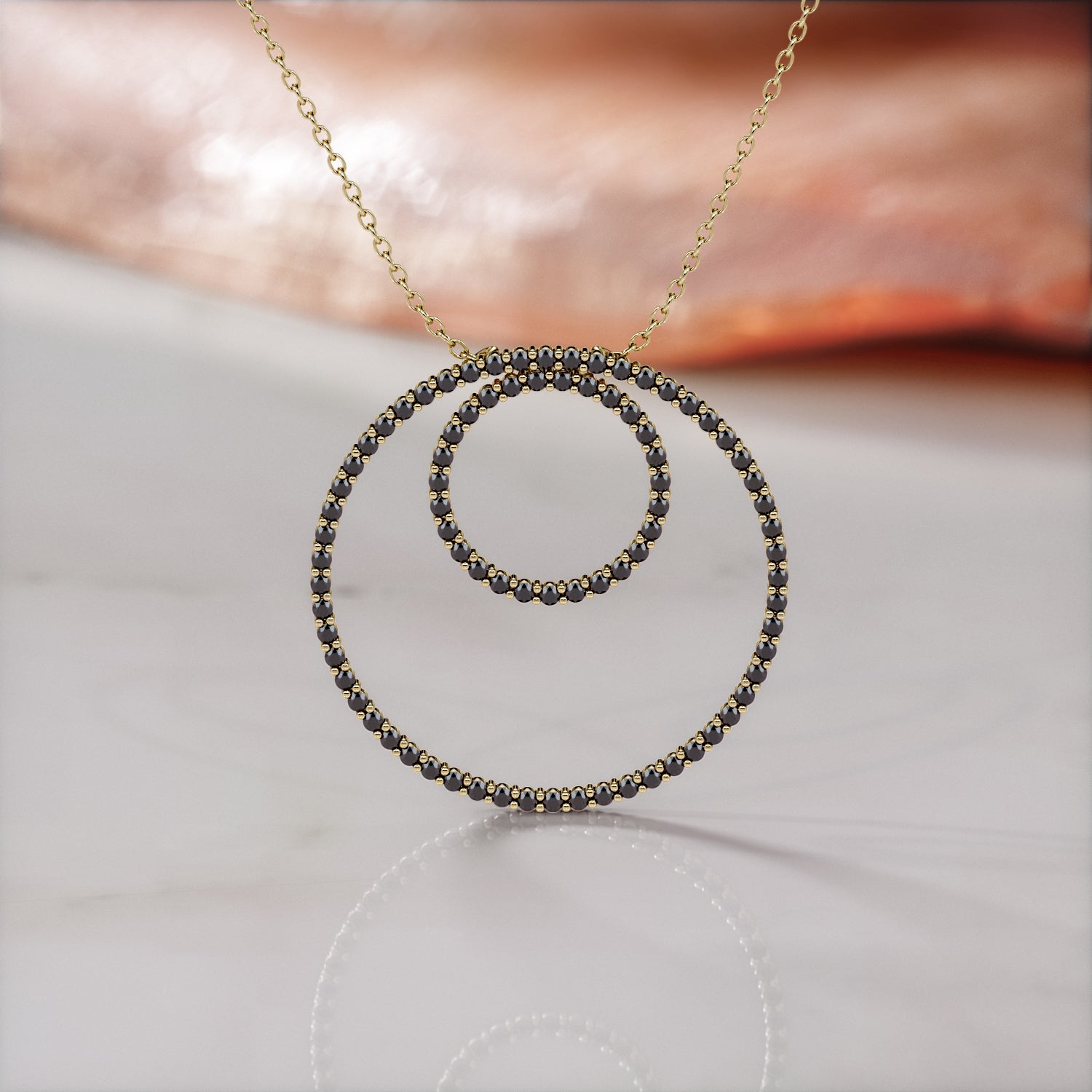 Natural Black Diamond Pendant with Necklaces