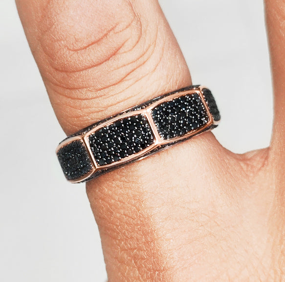 Pav'e Natural Black Diamond Men Ring