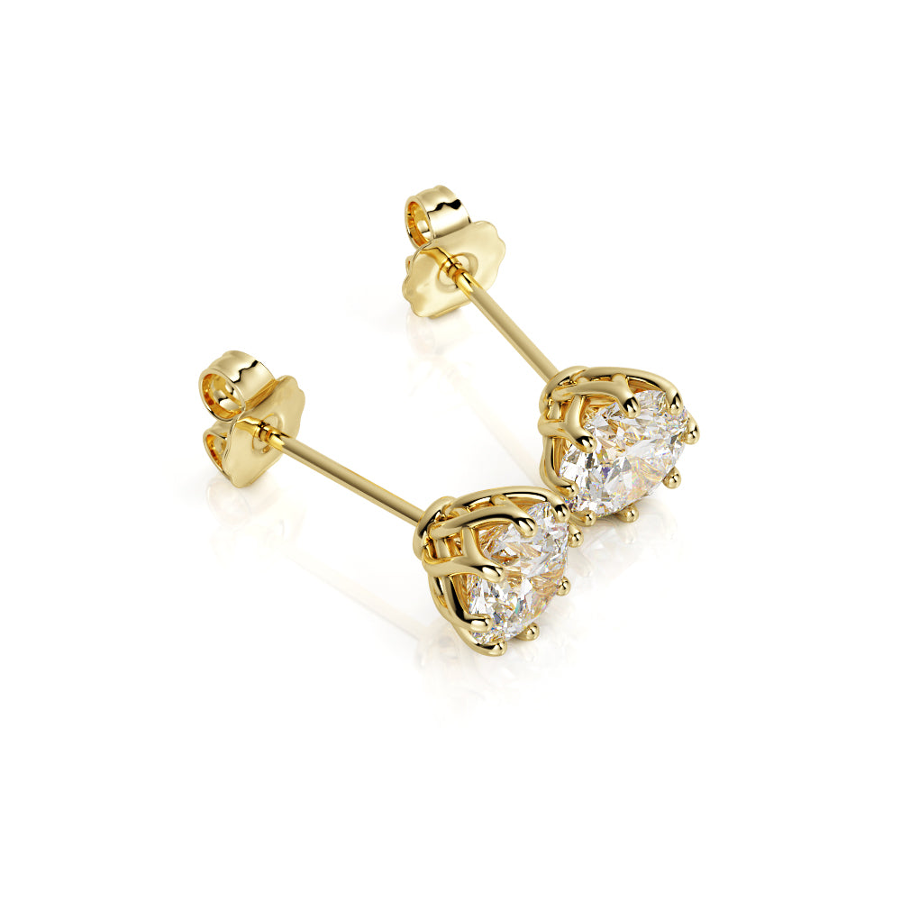 Floral Solitaire Earrings Natural Diamonds in 14K Gold