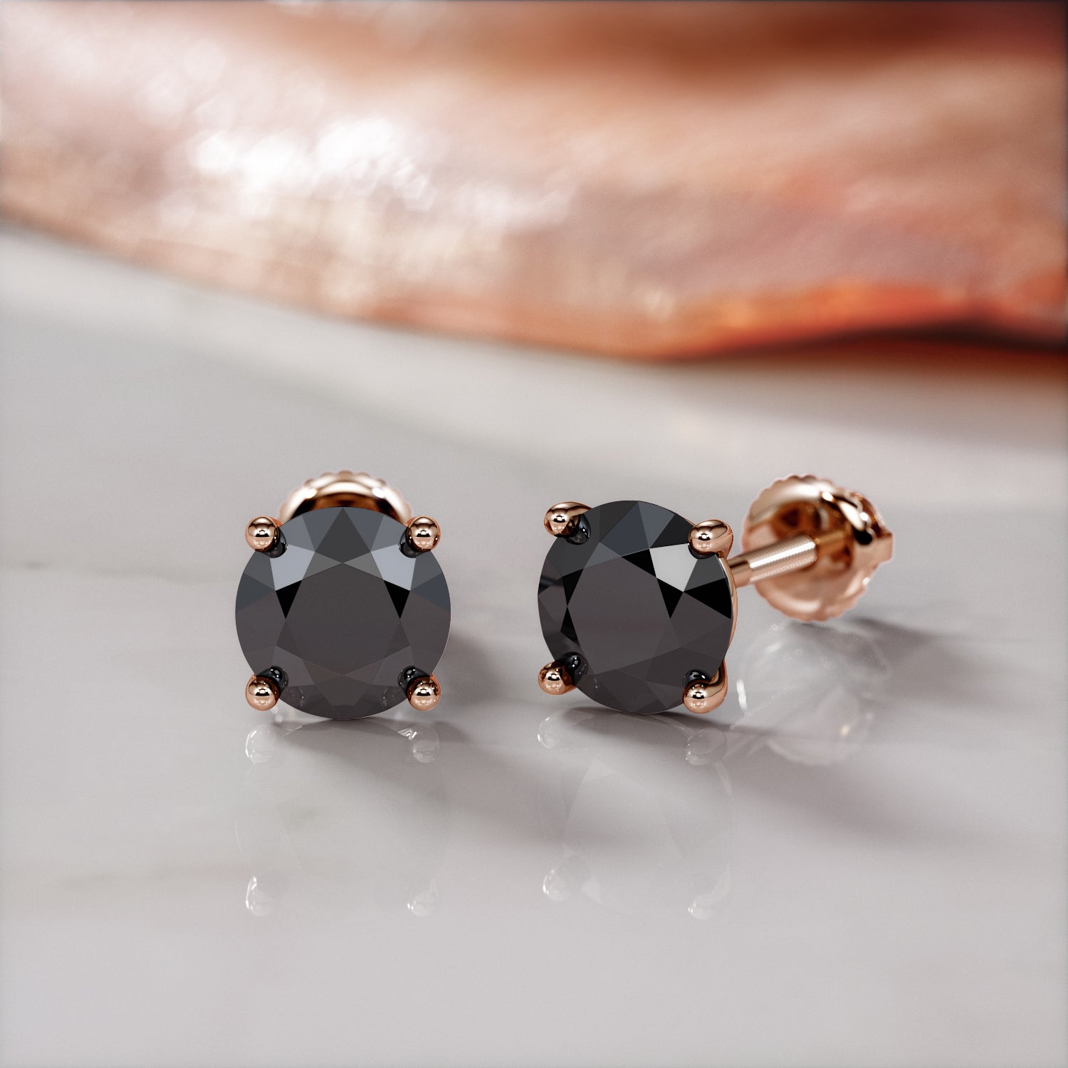 Classic Natural Black Diamonds Martini Stud Earrings