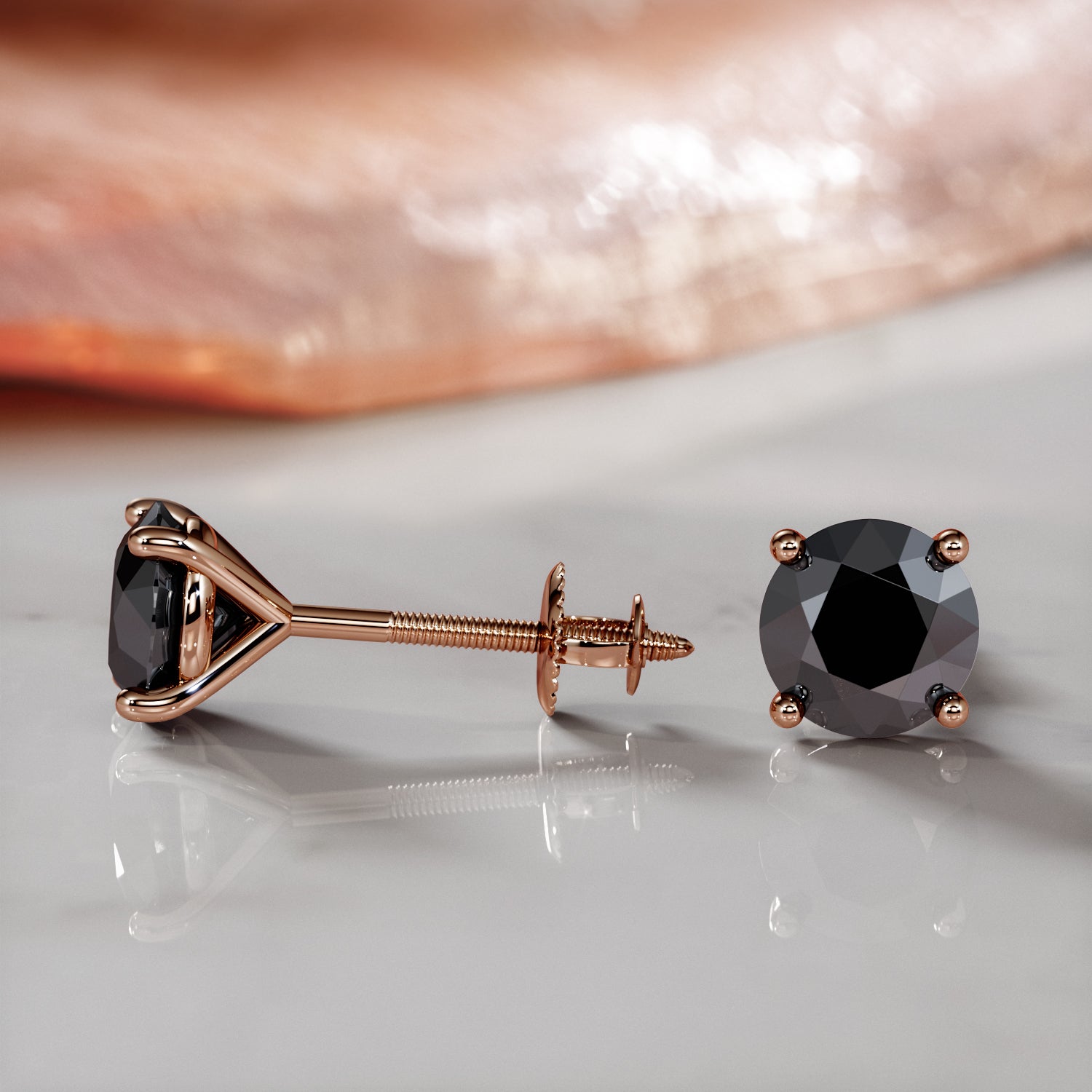 Classic Natural Black Diamonds Martini Stud Earrings