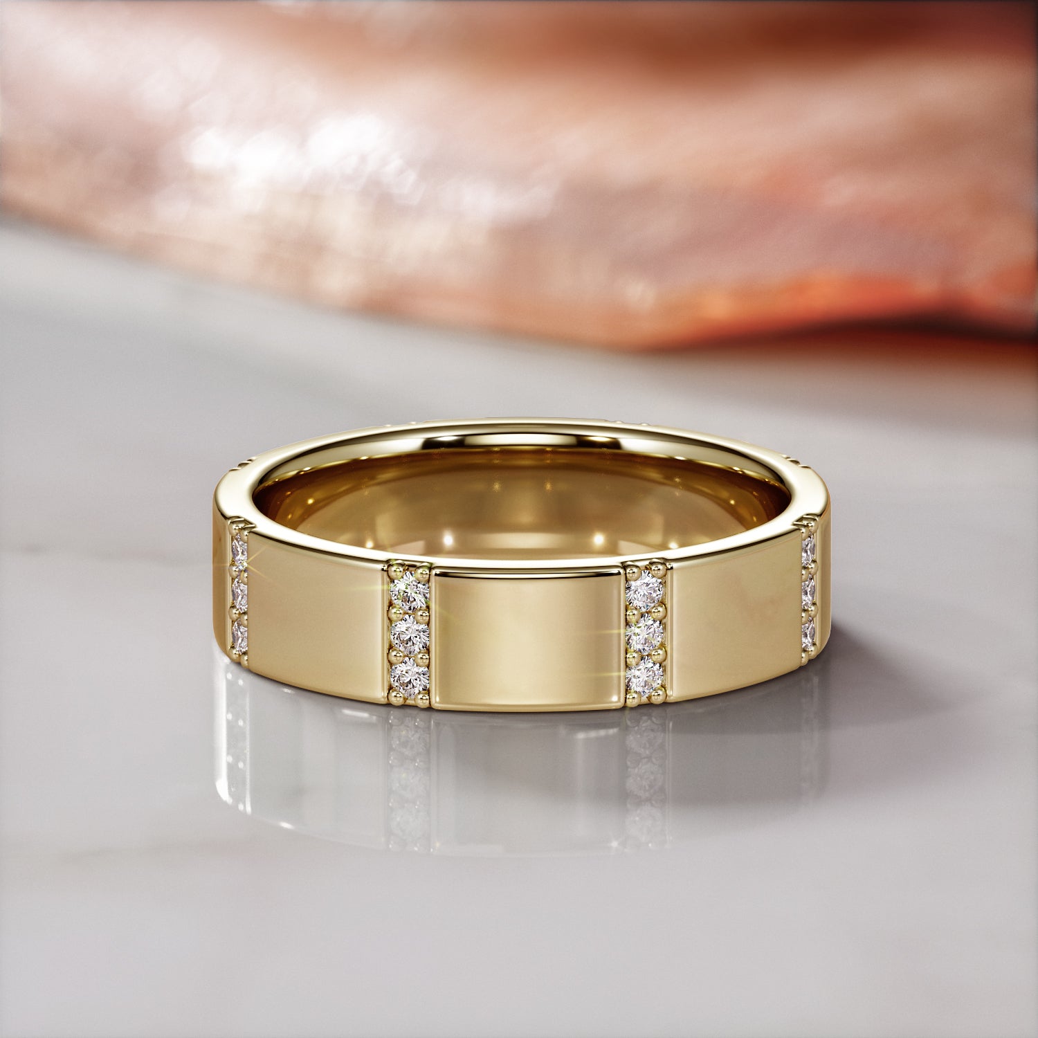 Edgy Natural Round cut Diamond Wedding Band