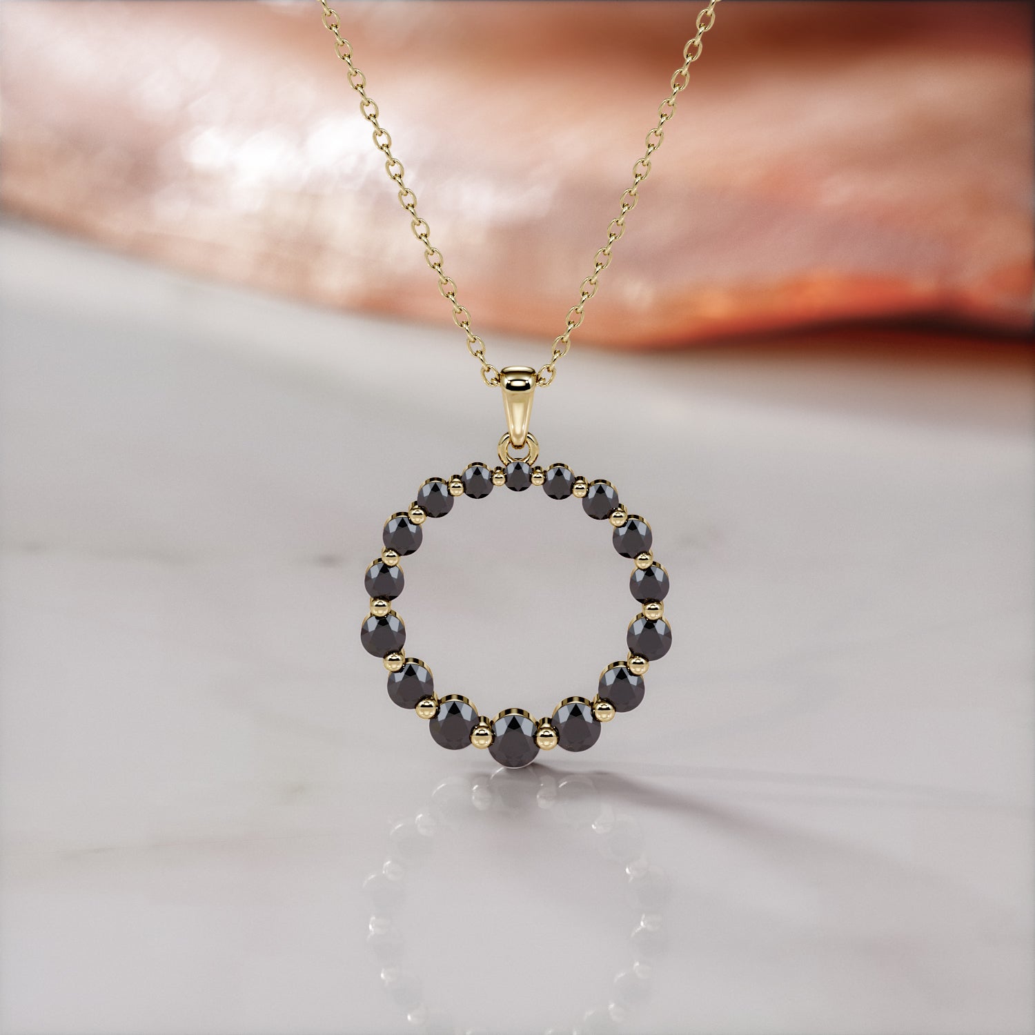 Natural Black Diamond Karma Pendant with Necklace