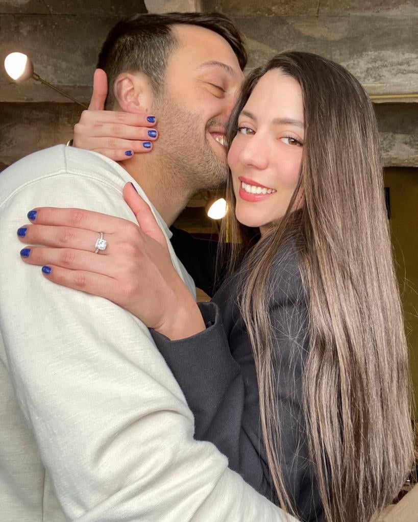 A couple wearing Diana Rafael rings