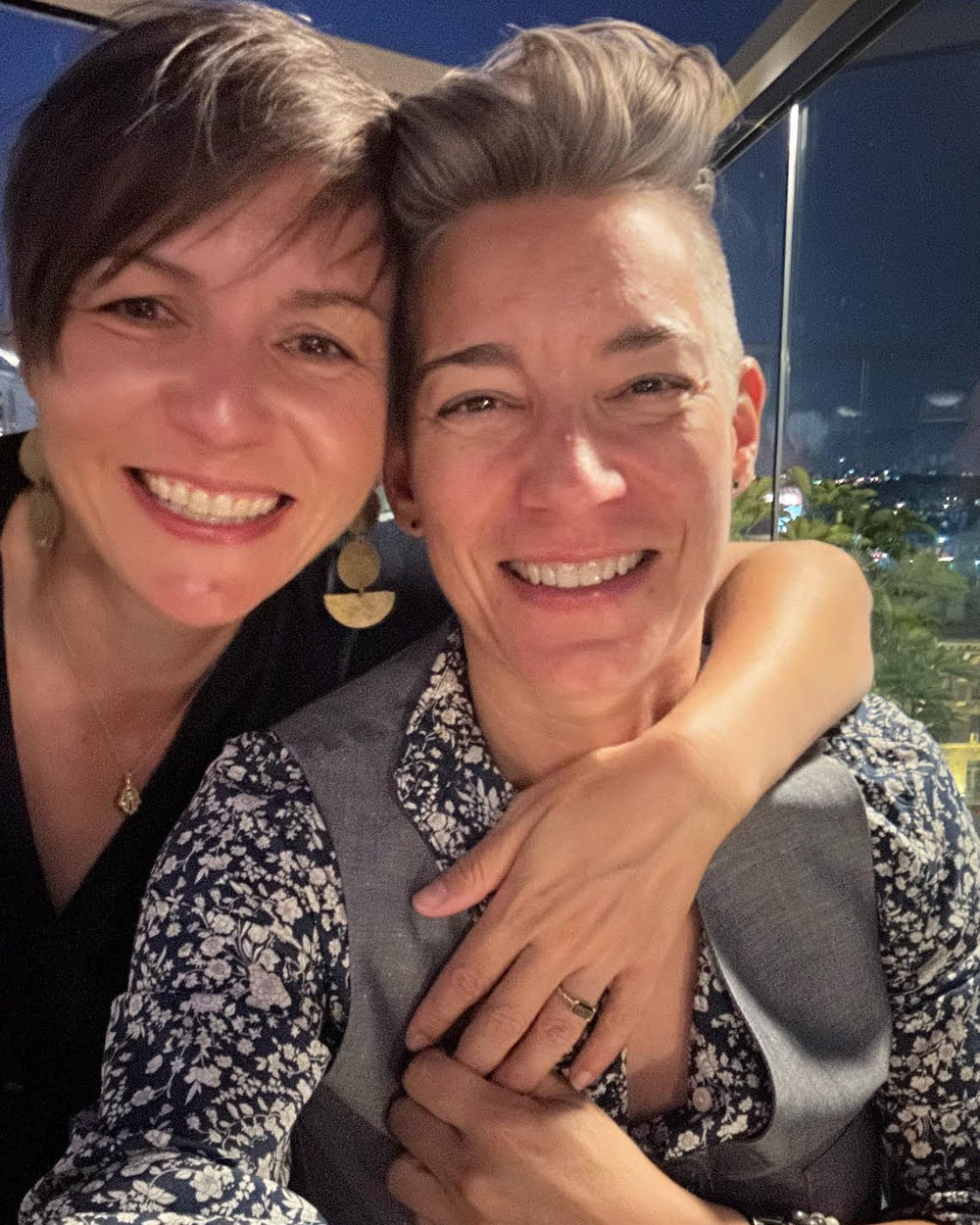 Two brides with their Diana Rafael rings
