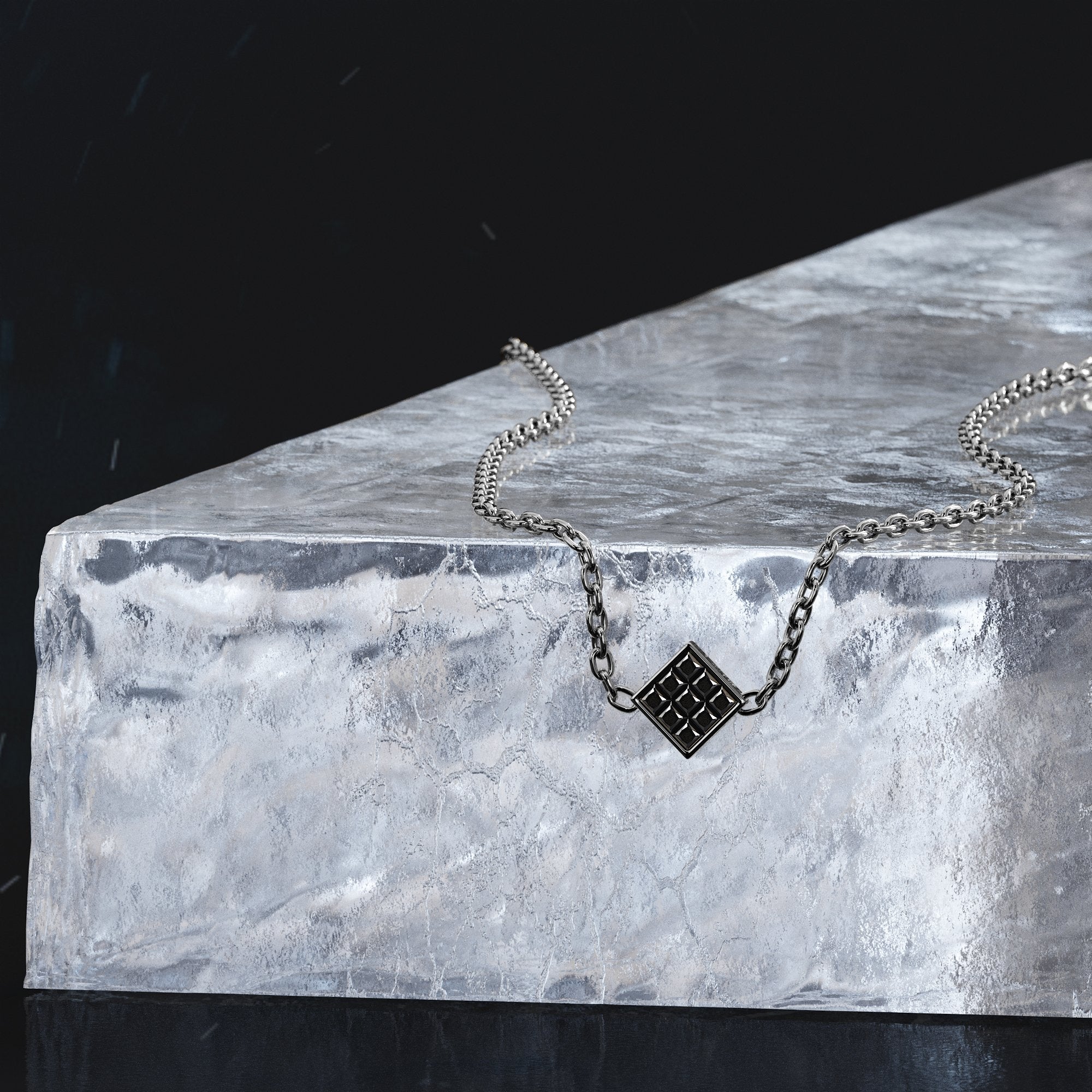 Natural Black Diamond Alternative Pendant with a White Necklace