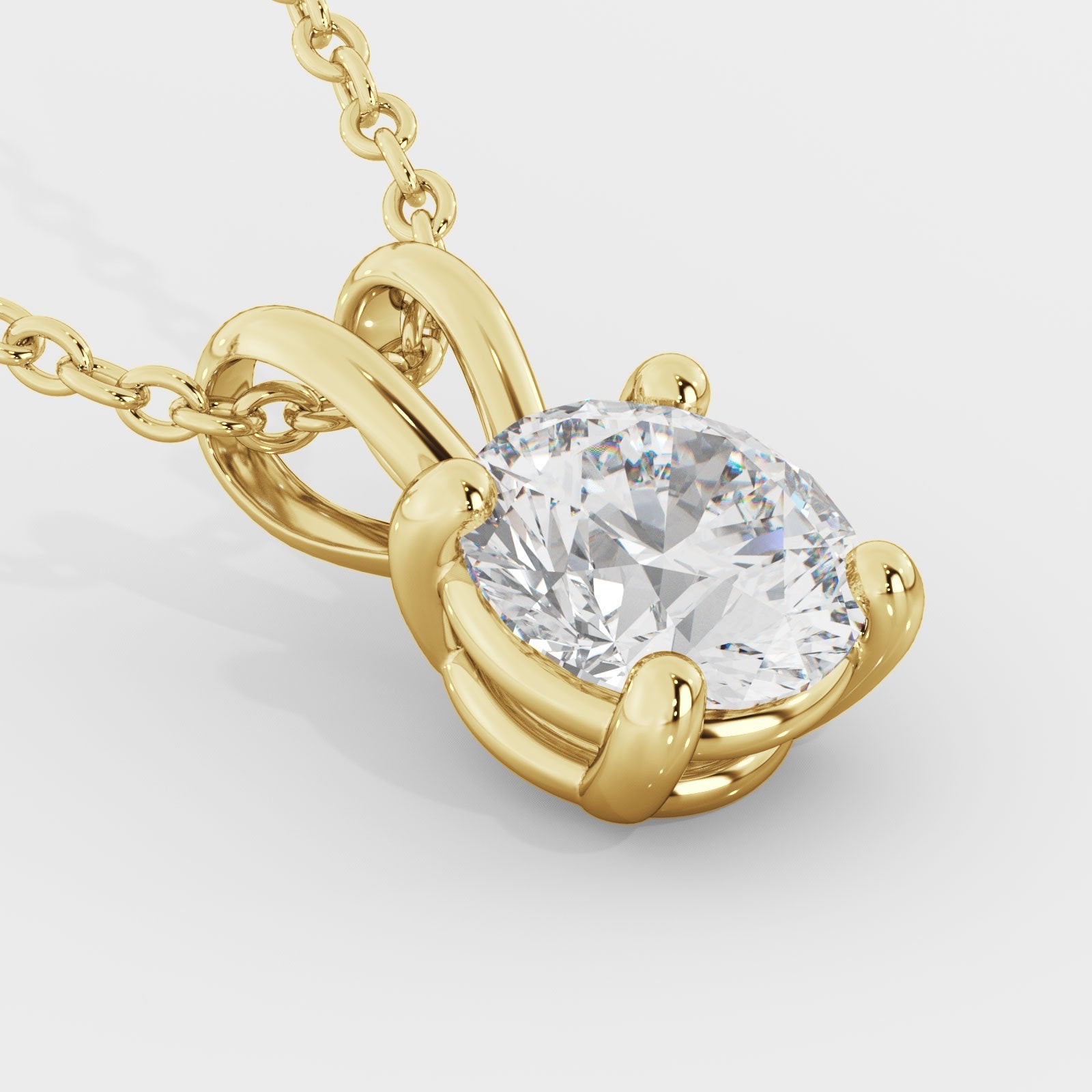 2 Carat Natural Diamond Solitaire Pendant with a Yellow Gold Necklace