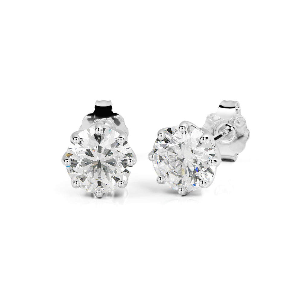 Solar Energy - Clasps Earrings 3 Natural Diamonds in White Gold