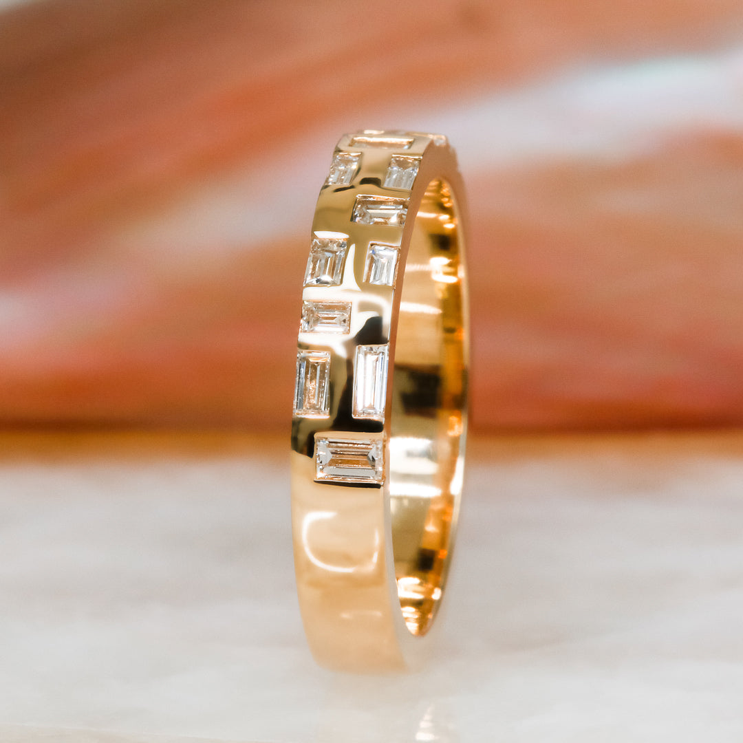 Geometric Natural Baguette Cut Diamond Wedding Band