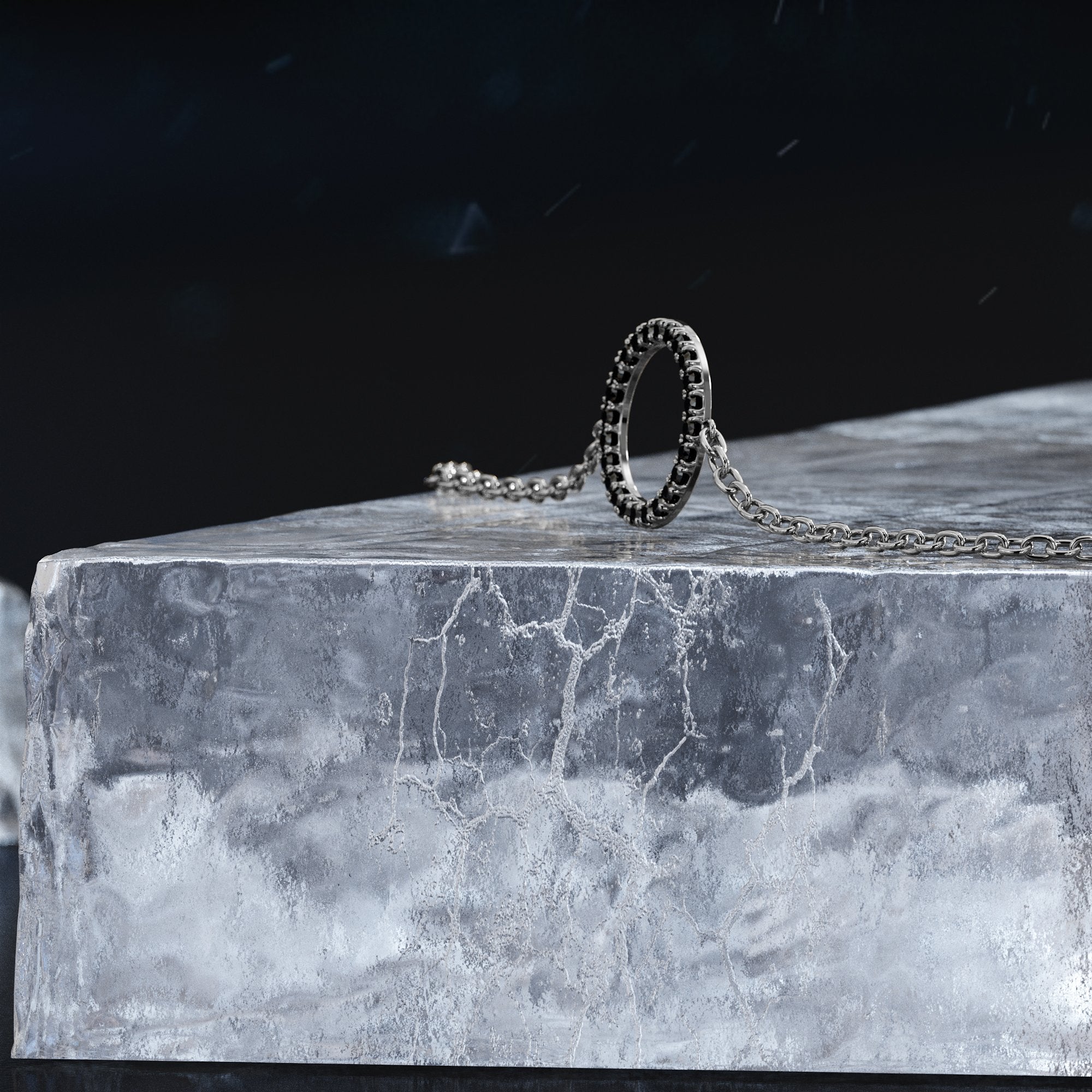 Natural Black Diamond Alternative Pendant with a White Necklace