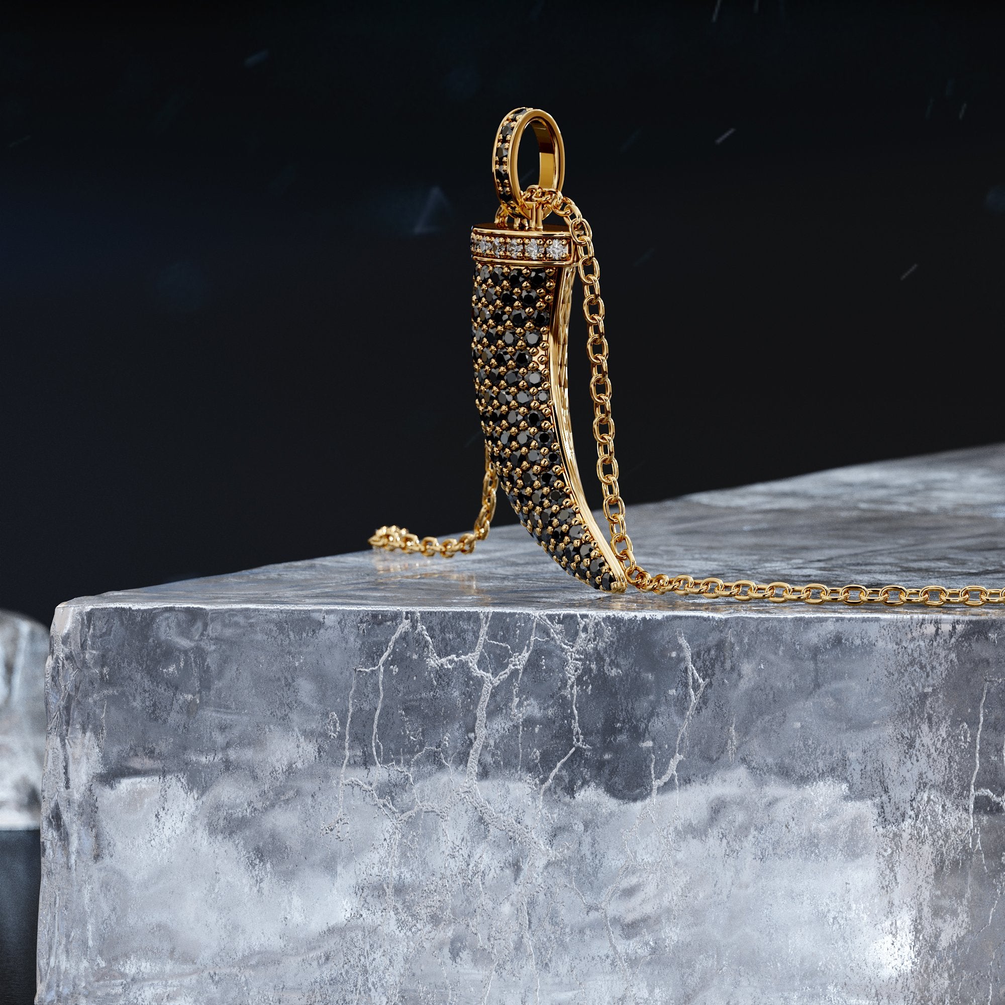 Natural Black Diamond Alternative Pendant with a Yellow Necklace