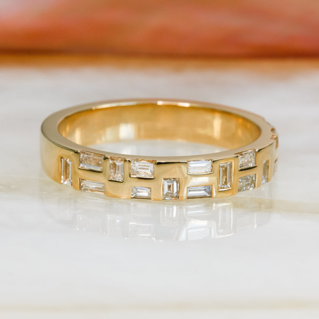 Geometric Natural Baguette Cut Diamond Wedding Band