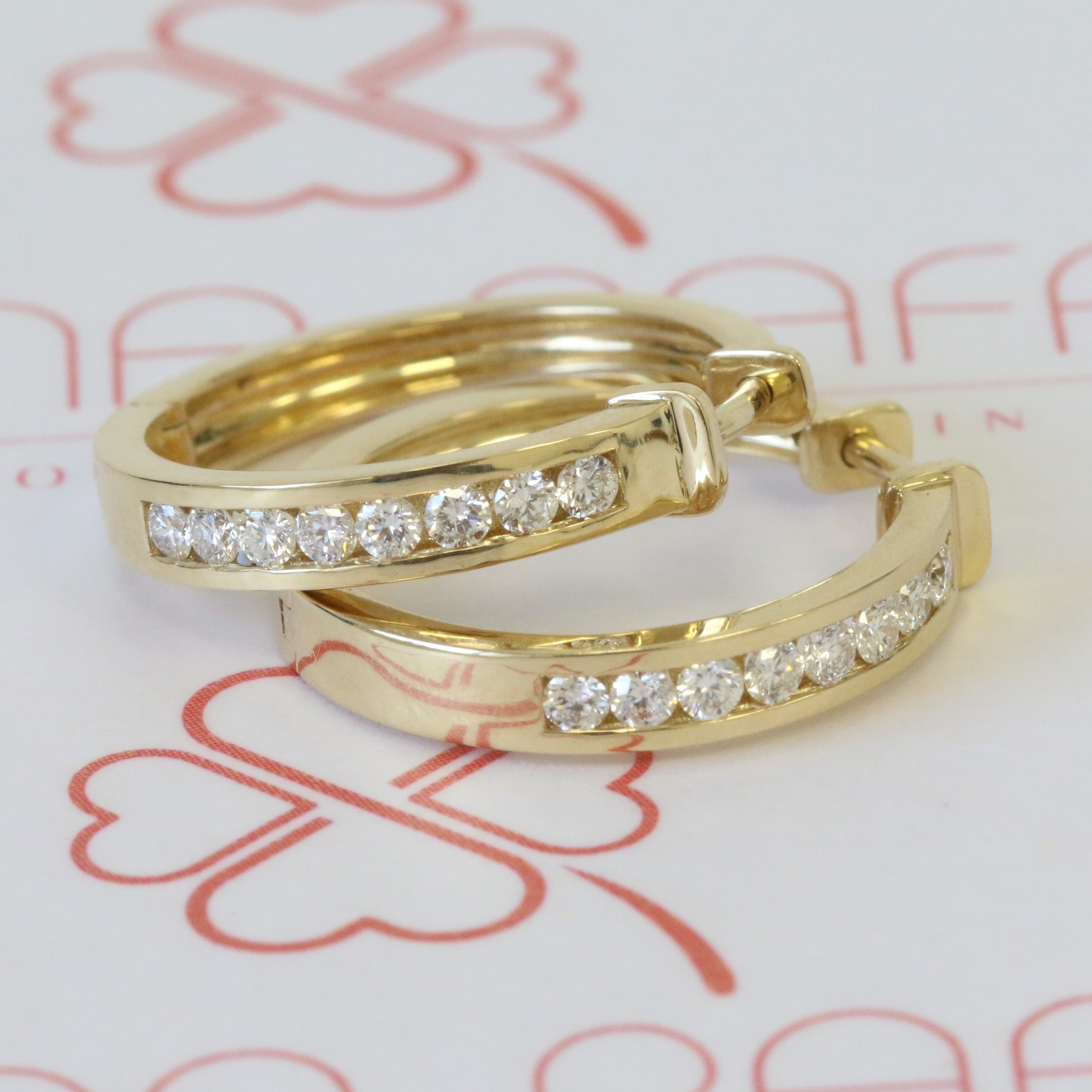 Channel Earrings 1 Natural Diamonds in Yellow Gold