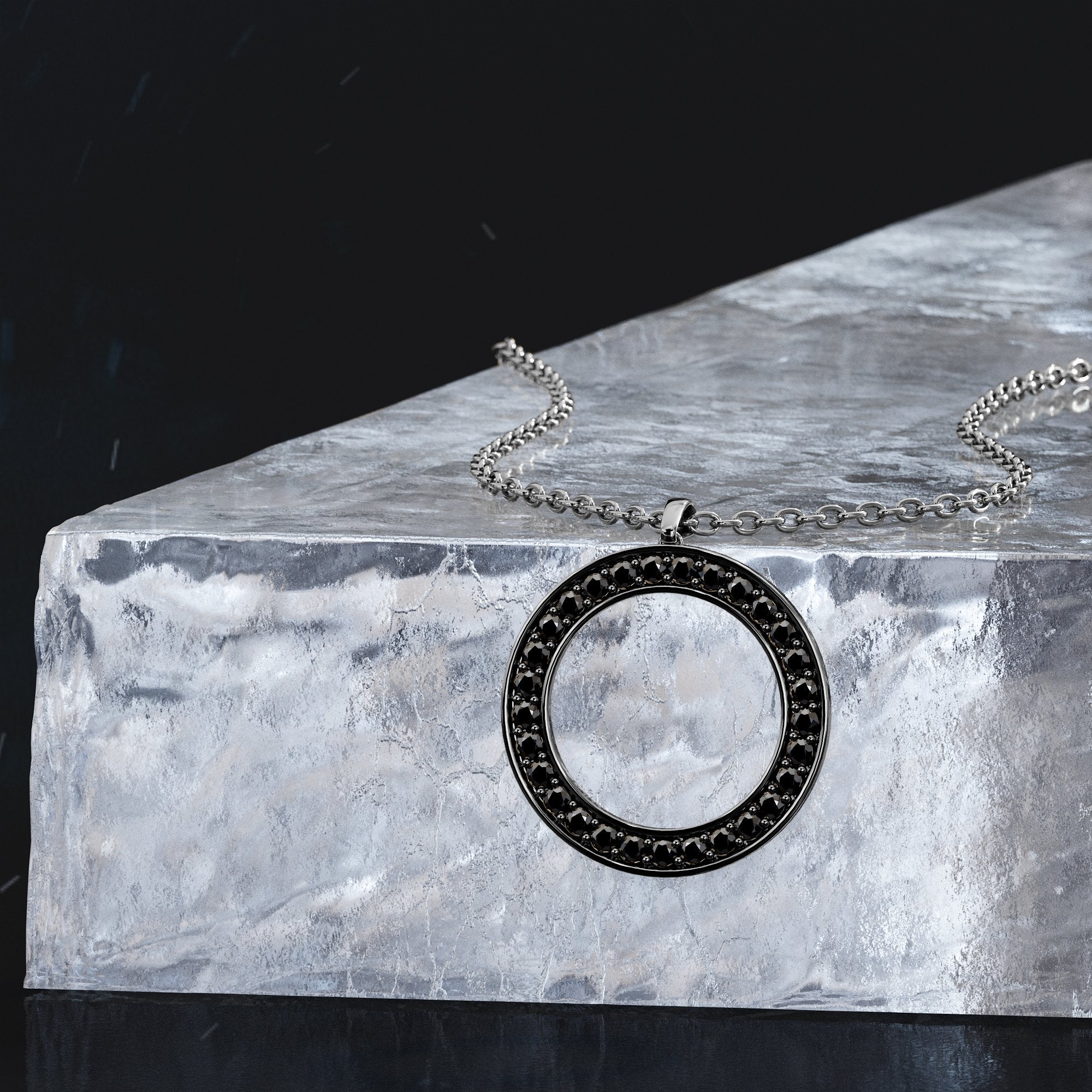 Karma Natural Black Diamond Alternative Pendant with a Necklace