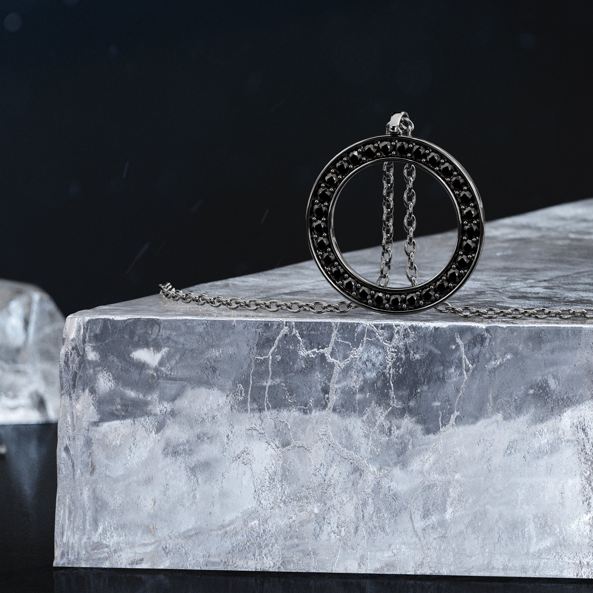 Karma Natural Black Diamond Alternative Pendant with a Necklace