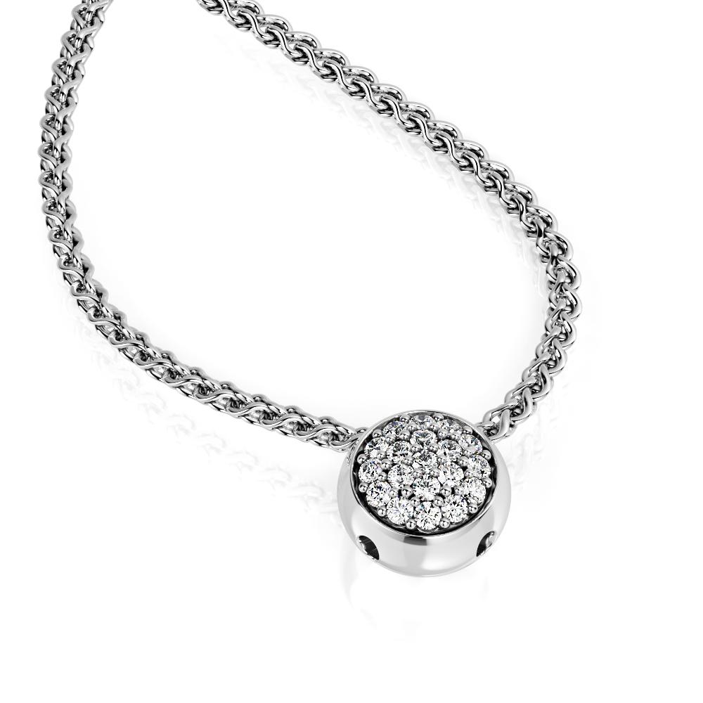 Natural Diamond Pav'e Pendant with a White Necklace