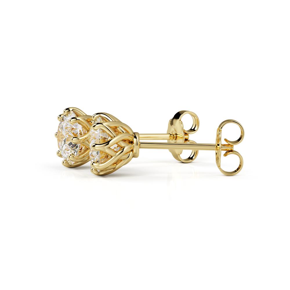 Floral Clasps Earrings Natural Diamonds in Yellow Gold