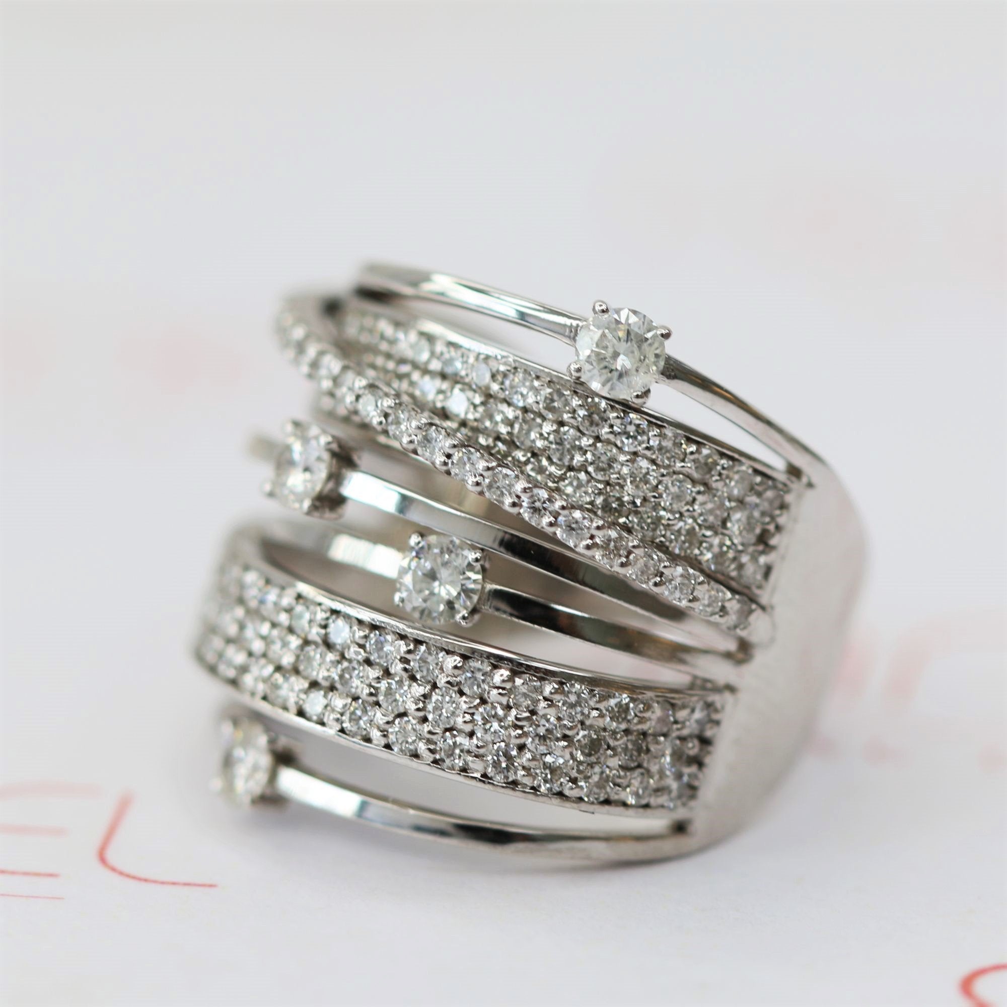 Multi Layered Natural Round cut Diamond Wedding Band