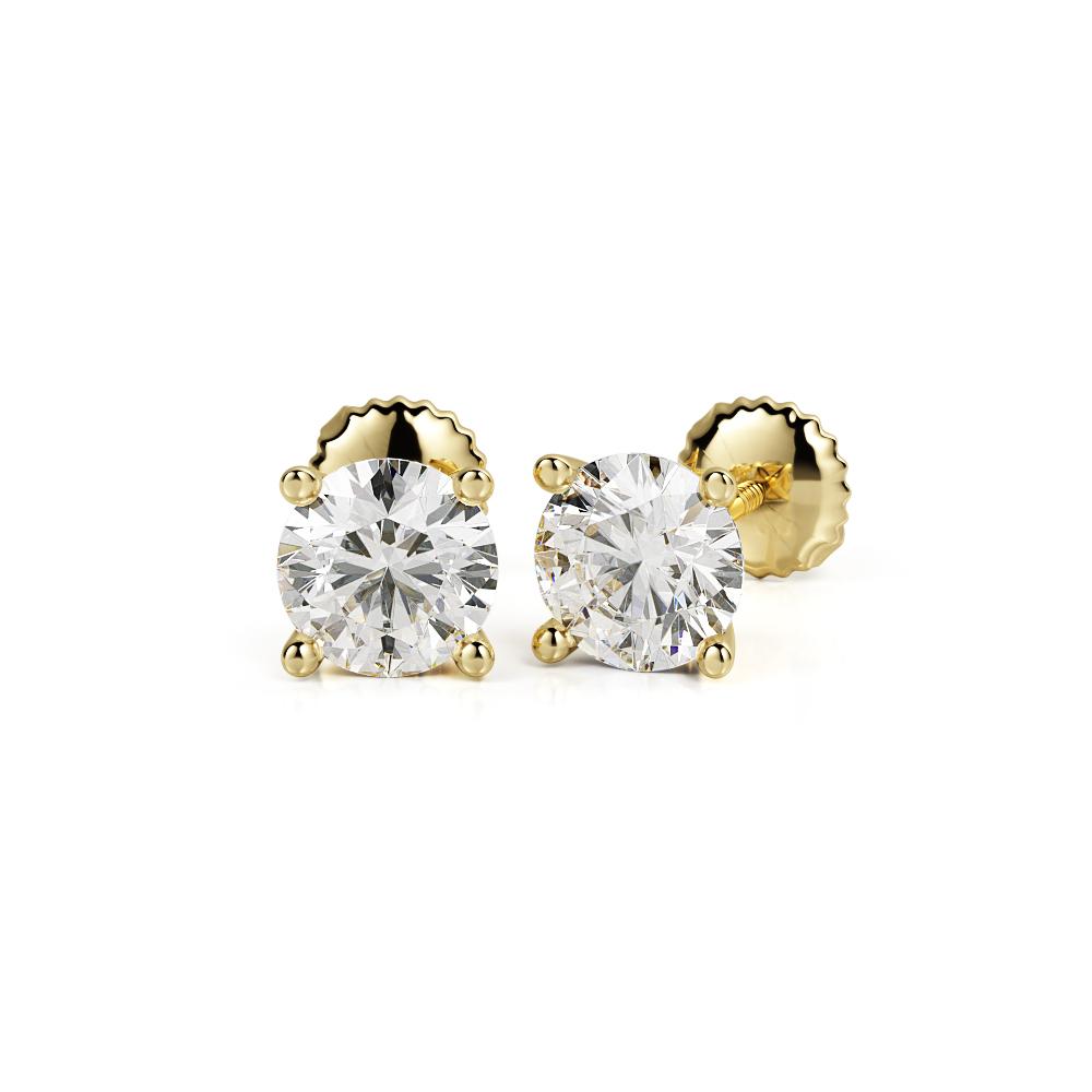 Classic Martini Stud Solitaire Earrings Natural Diamonds in 14K Gold