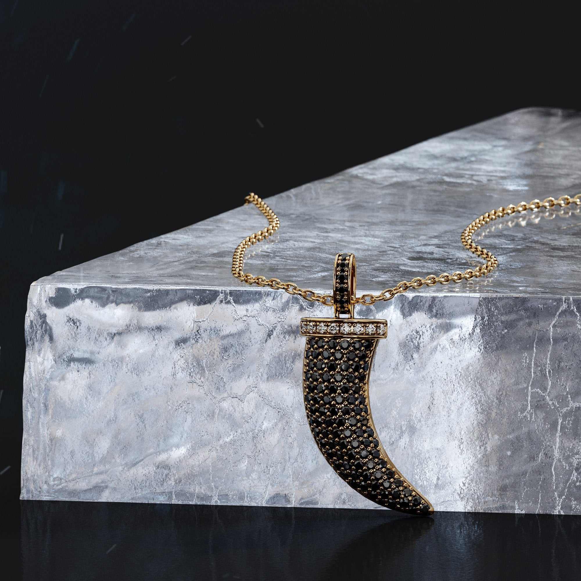 Natural Black Diamond Alternative Pendant with a Yellow Necklace