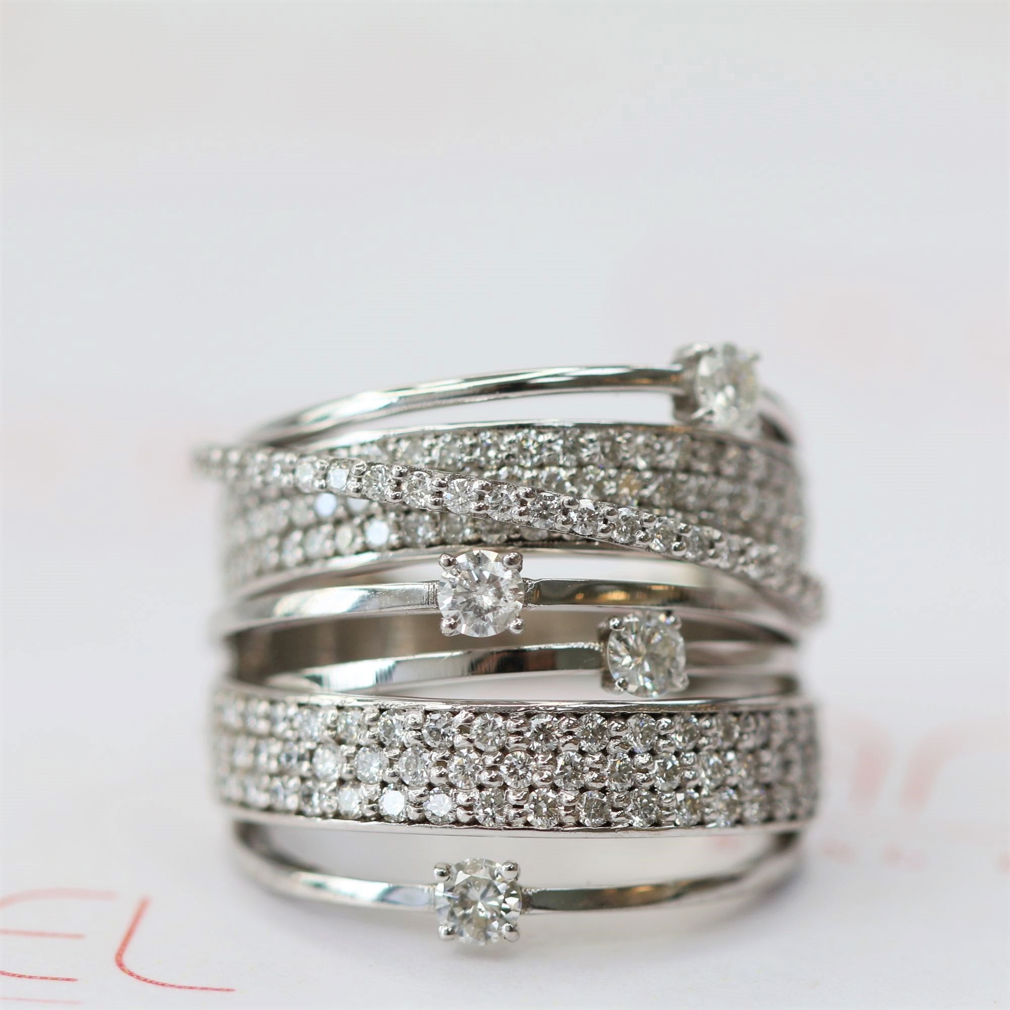 Multi Layered Natural Round cut Diamond Wedding Band