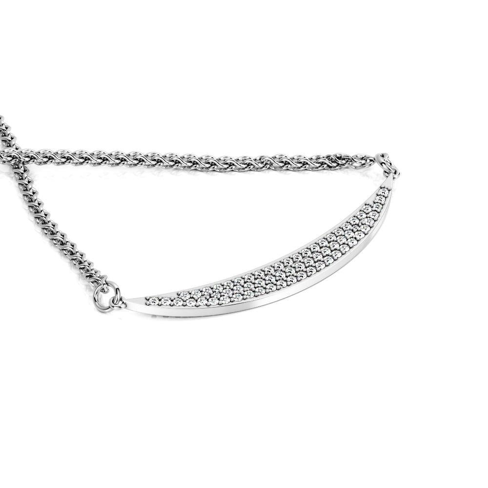 Natural Diamond Pav'e Pendant with a White Necklace