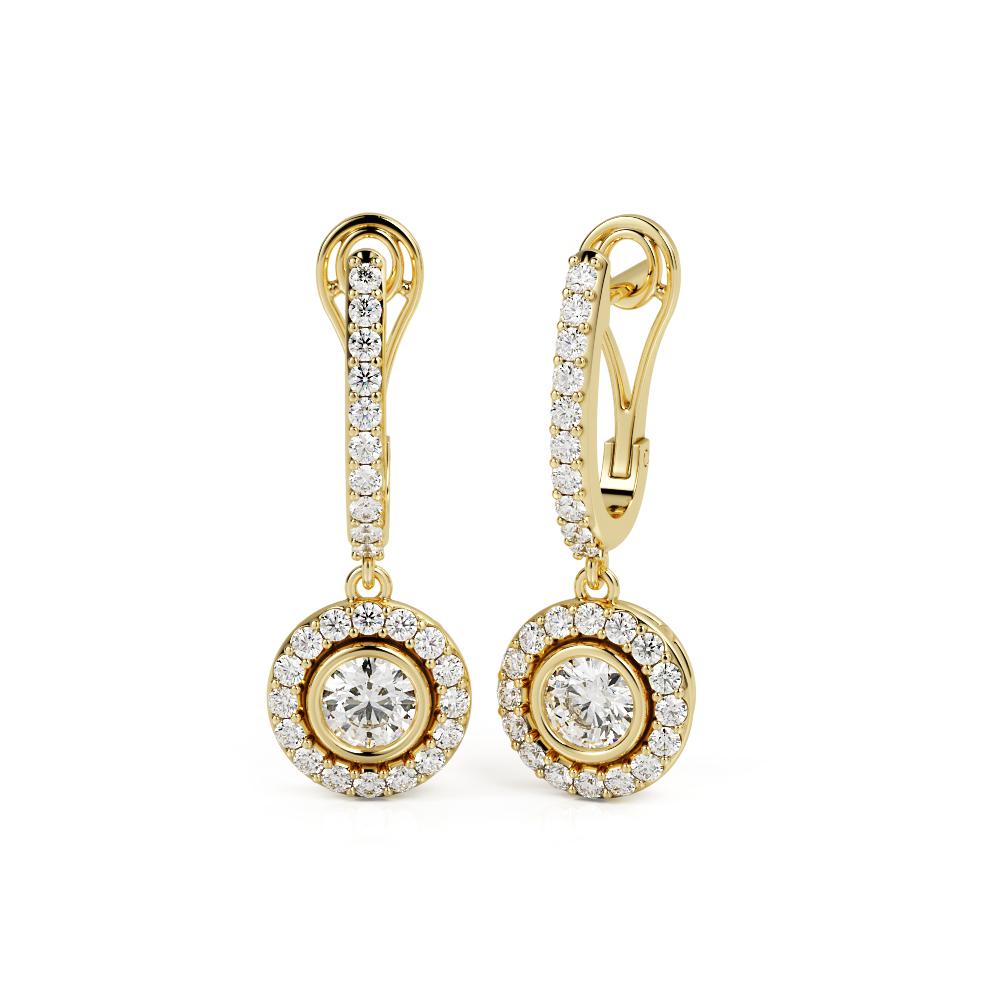 Lever Back Earrings 1 Natural Diamonds in Yellow Gold