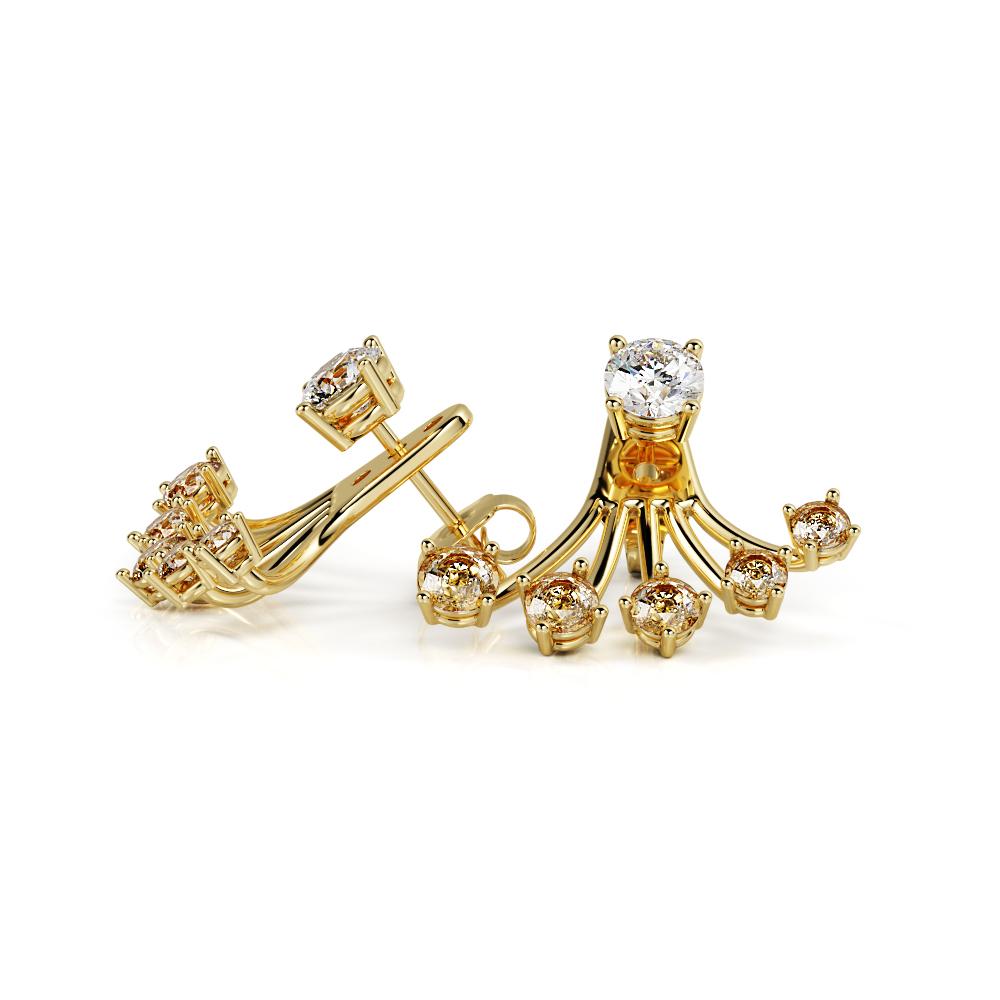 Waver Earrings 2 Natural Diamonds in Yellow Gold