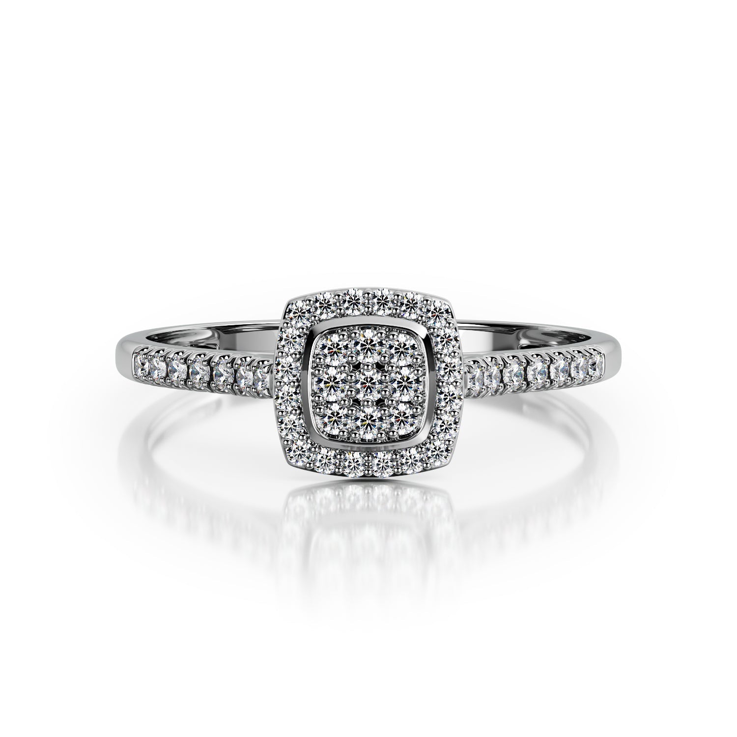 Stellar Cushion Halo Natural Diamond Engagement Ring