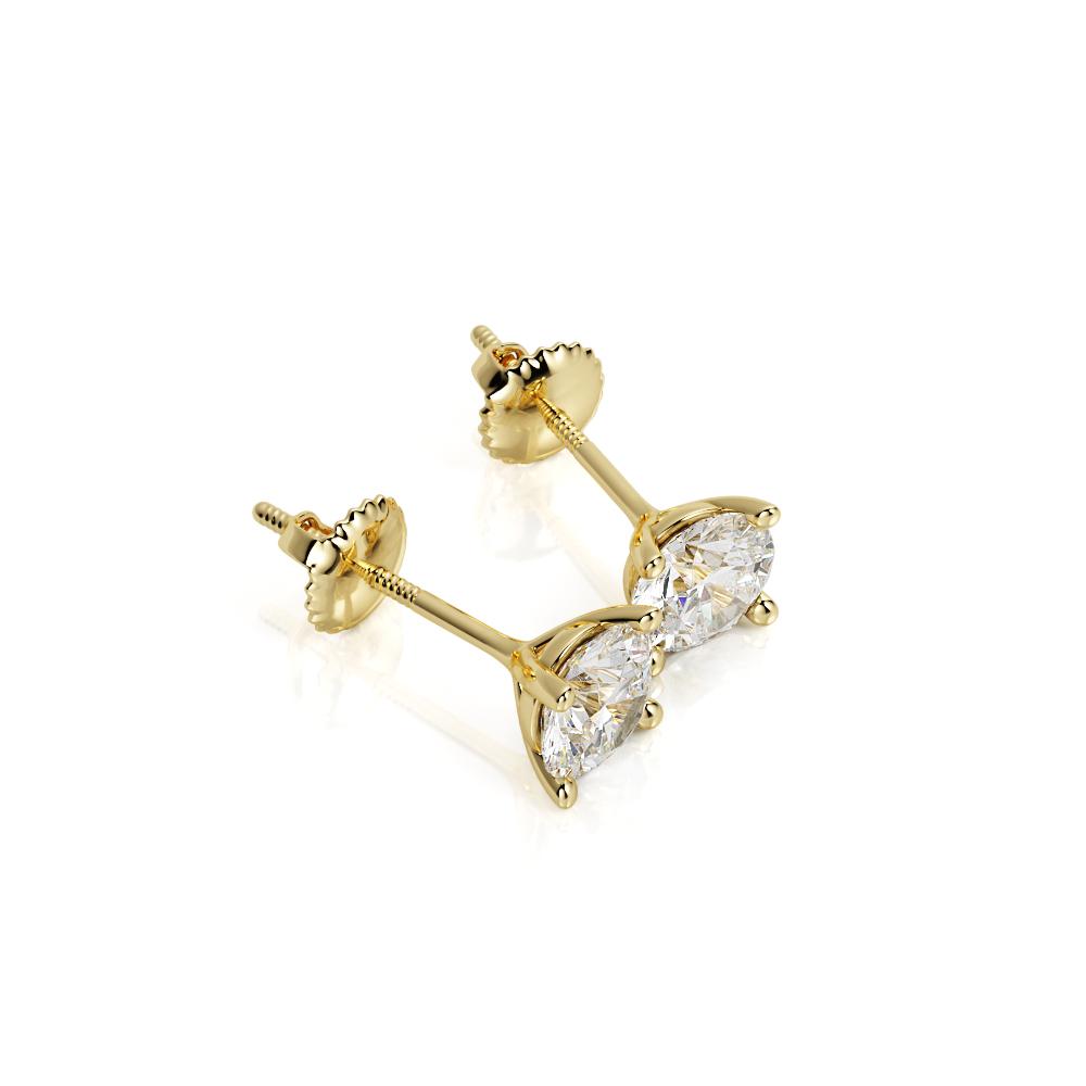 Classic Martini Stud Solitaire Earrings Natural Diamonds in 14K Gold