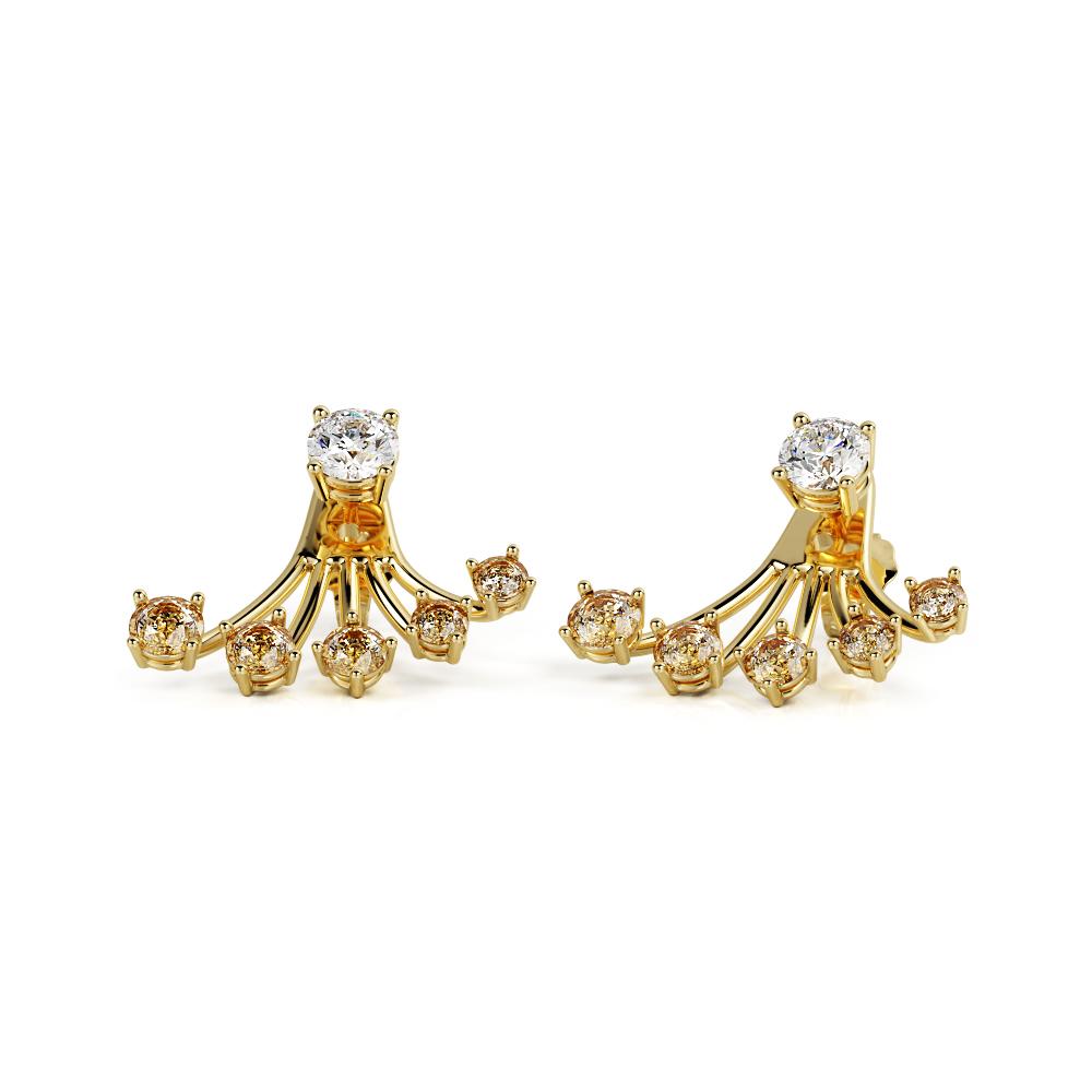 Waver Earrings 3 Natural Diamonds in Yellow Gold