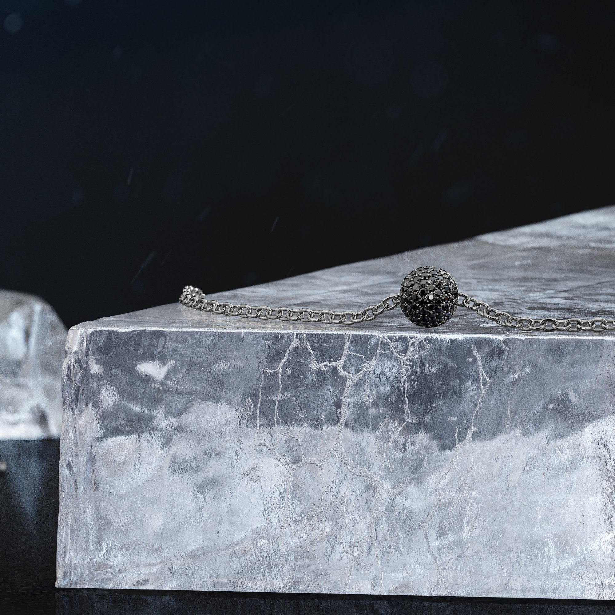 Natural Black Diamond Alternative Pendant with a White Necklace