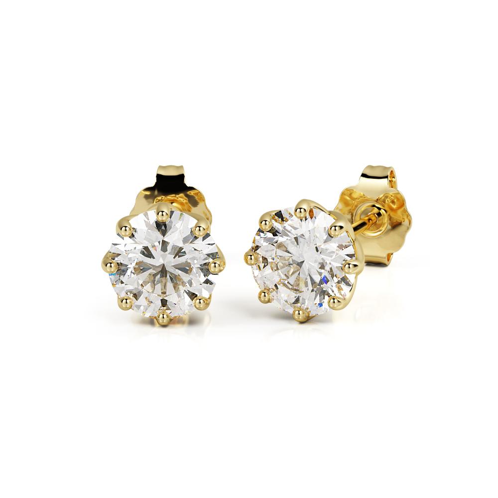 Floral Clasps Earrings Natural Diamonds in Yellow Gold