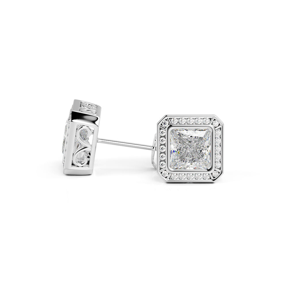 Vintage Solitaire Earrings 2 Natural Diamonds in White Gold