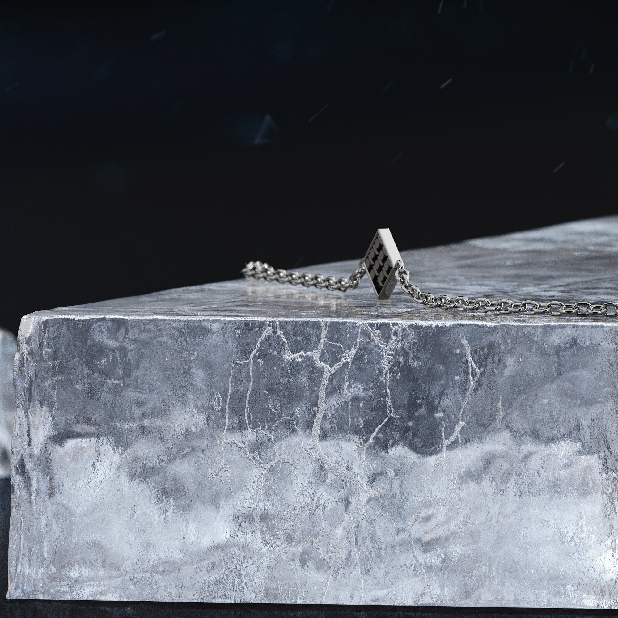 Natural Black Diamond Alternative Pendant with a White Necklace