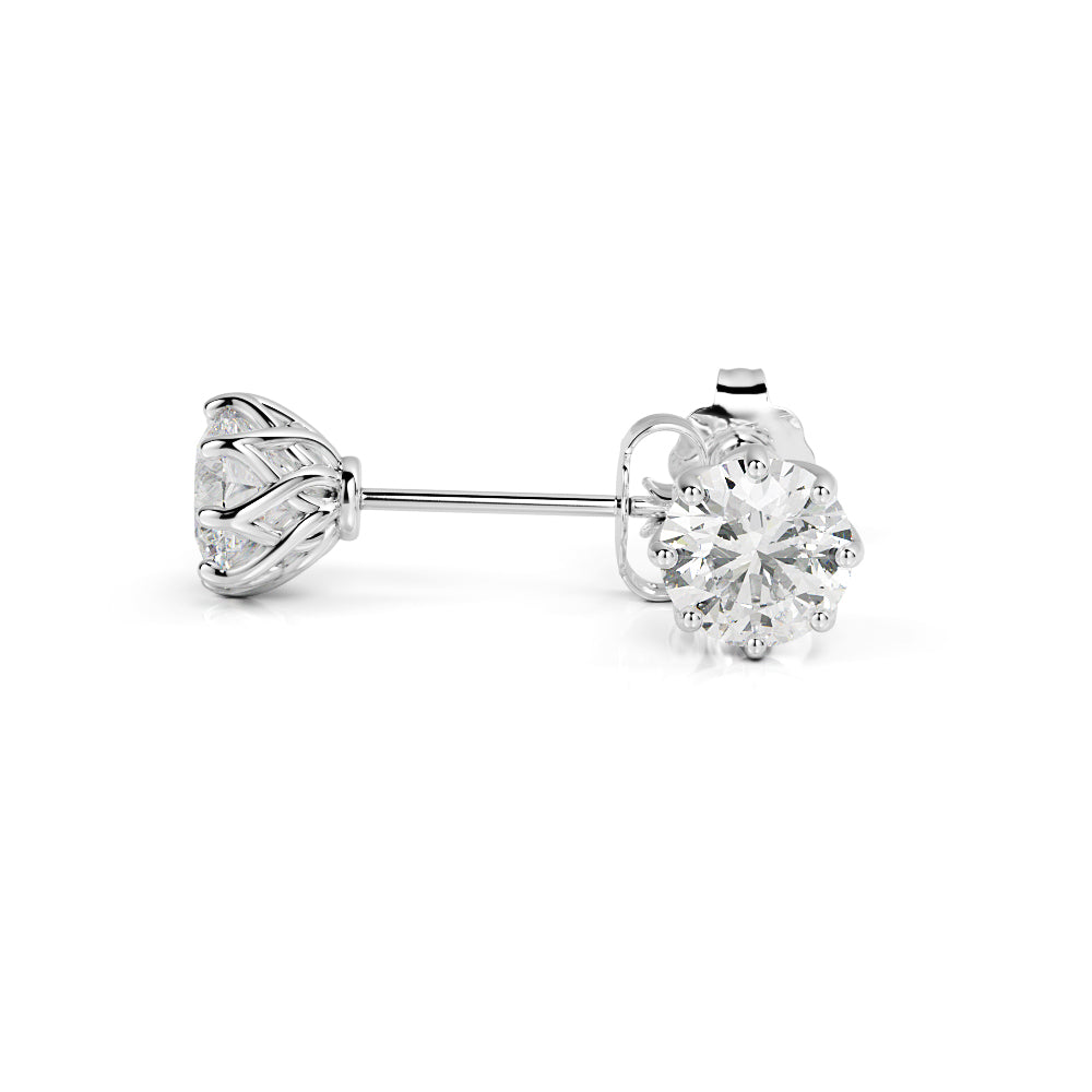 Solar Energy - Clasps Earrings 3 Natural Diamonds in White Gold