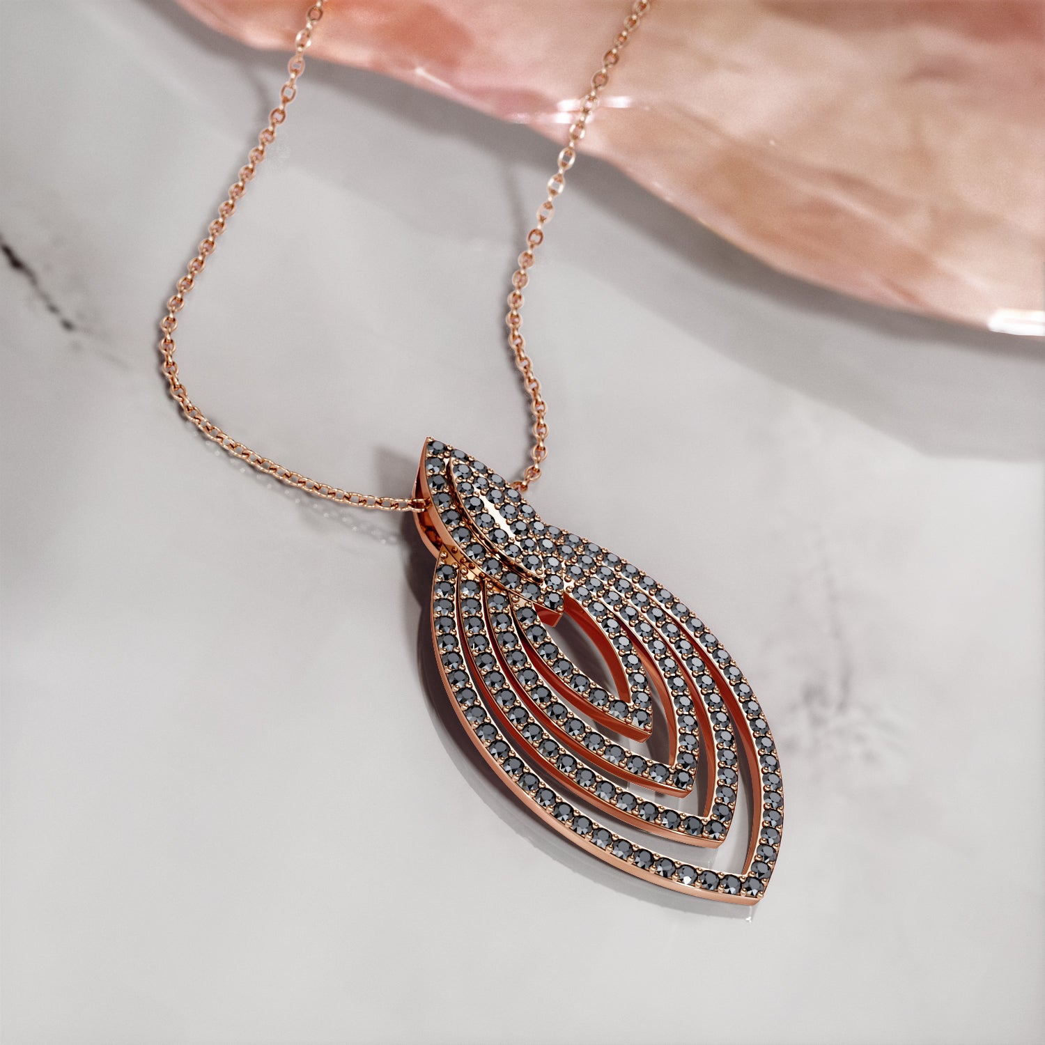 Natural Black Diamond Pendant with Necklace