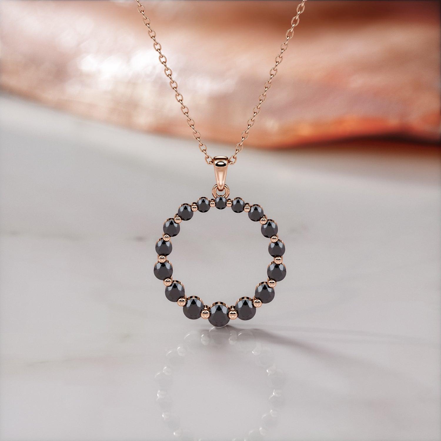 Natural Black Diamond Karma Pendant with Necklace