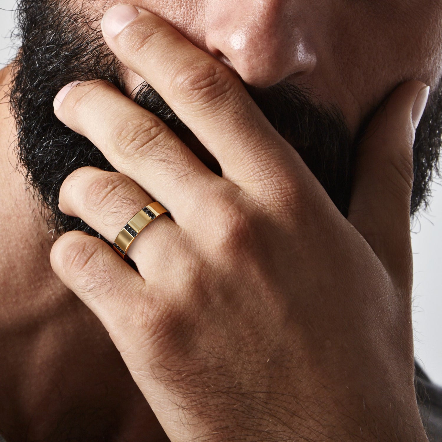 Natural Black Diamond Wedding Ring For Him