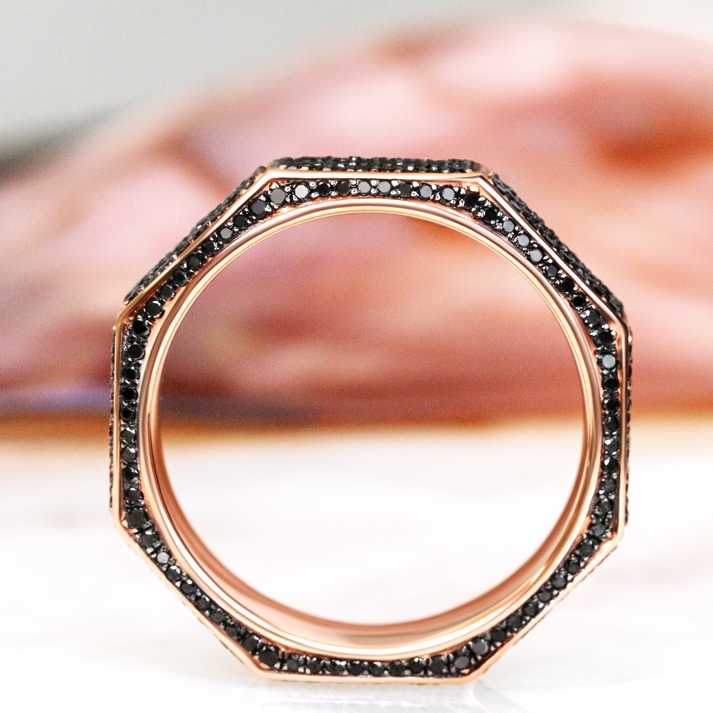 Pav'e Natural Black Diamond Men Ring