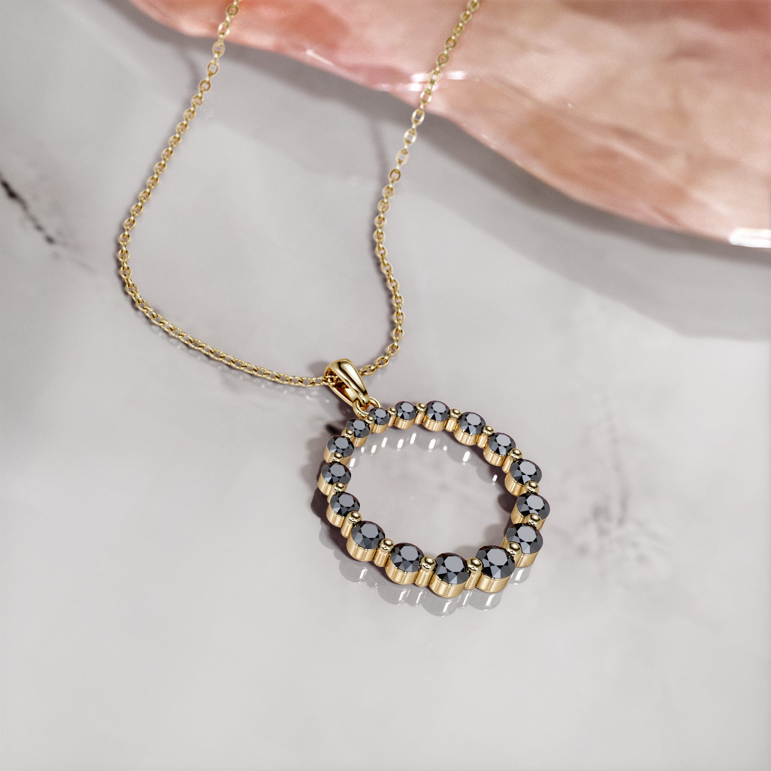Natural Black Diamond Karma Pendant with Necklace