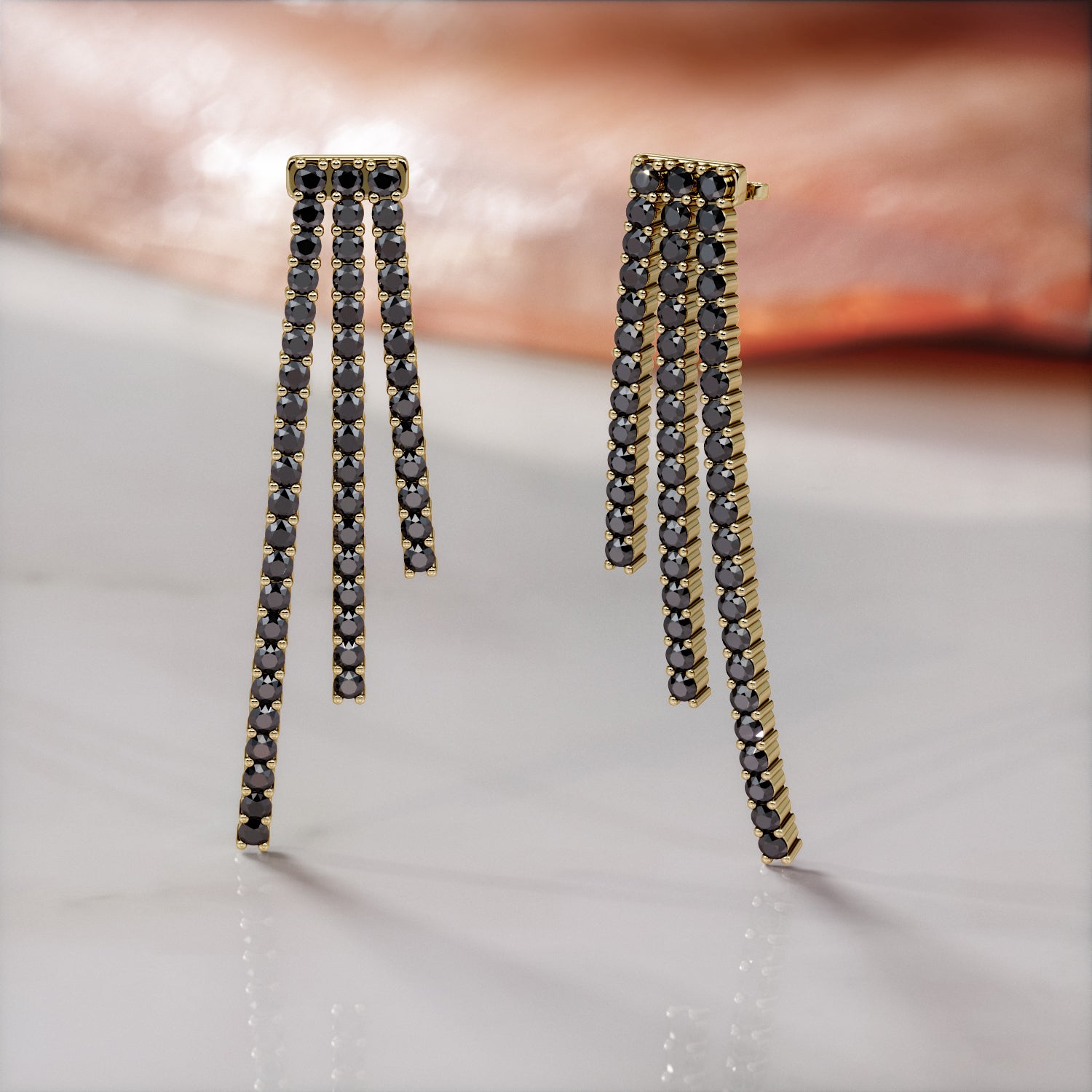 Dangle Natural Black Diamond Earring