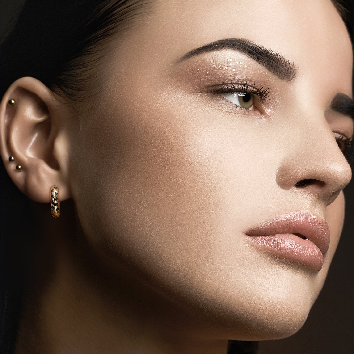 0.5 Carat Chuncky Natural Black Diamond Hoop Earrings
