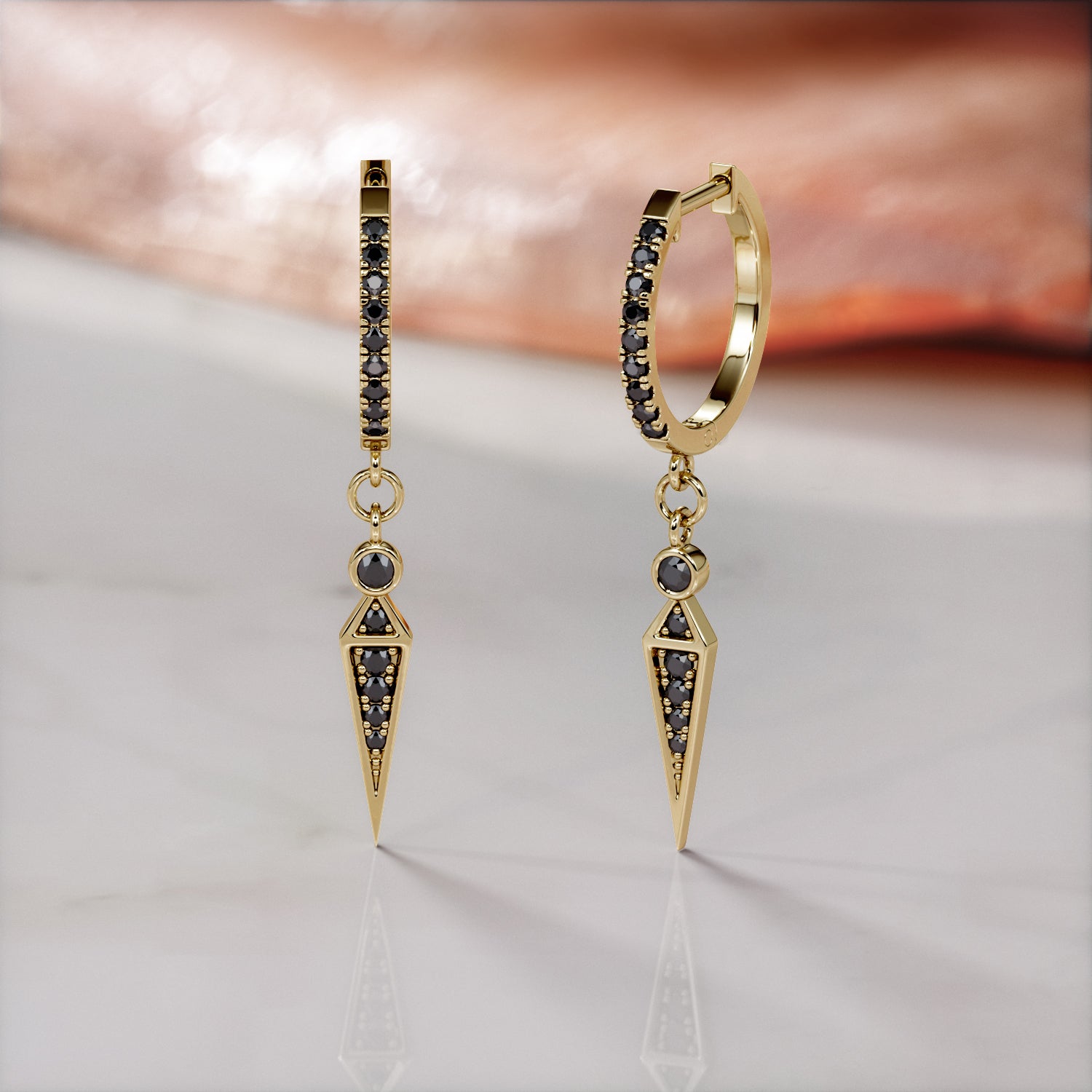 Hoop Natural Black Diamond Earrings