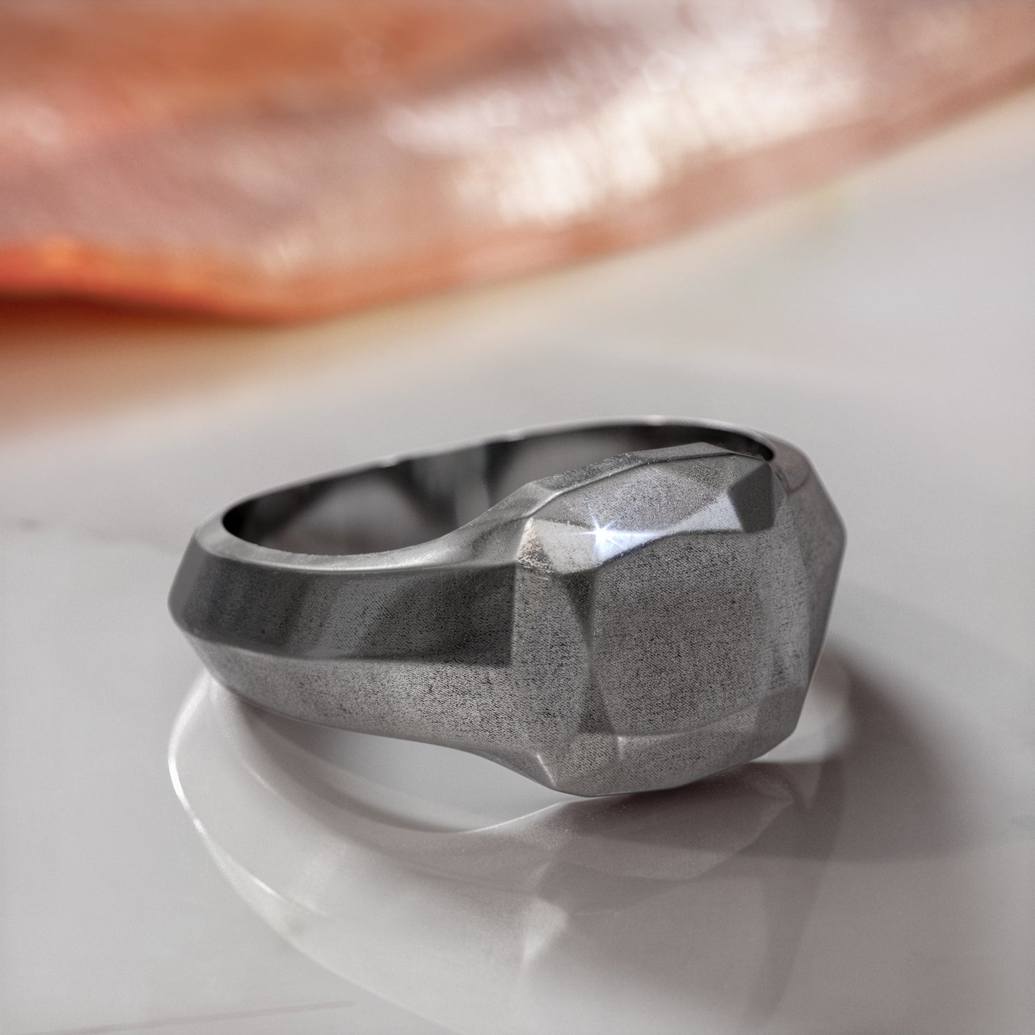 14K Diamond Shaped Signet Ring For Women